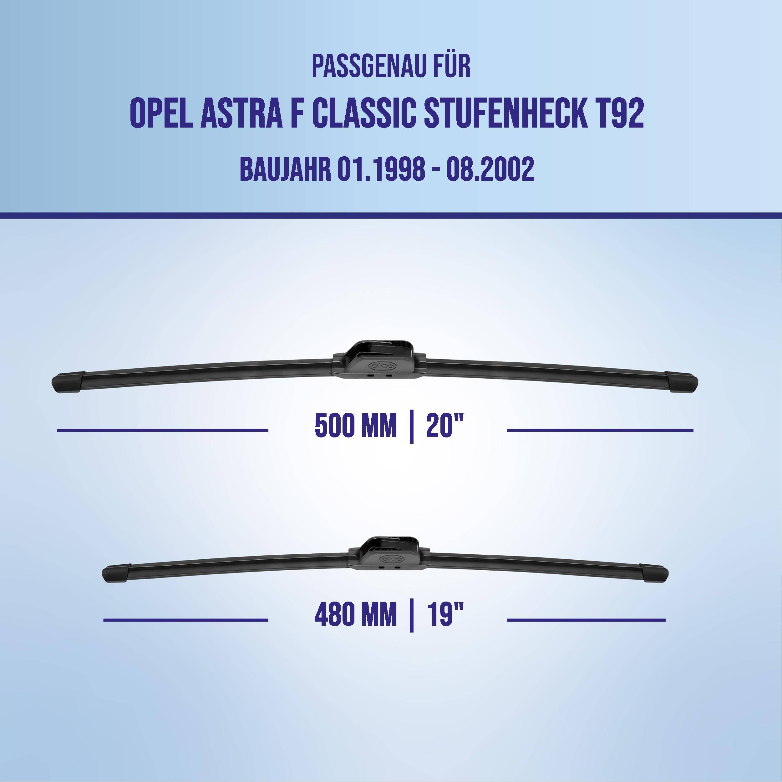 alca® Scheibenwischer für OPEL ASTRA F CLASSIC Stufenheck 01.1998 - 08.2002, U-FLAT Flachbalkenwischer,
