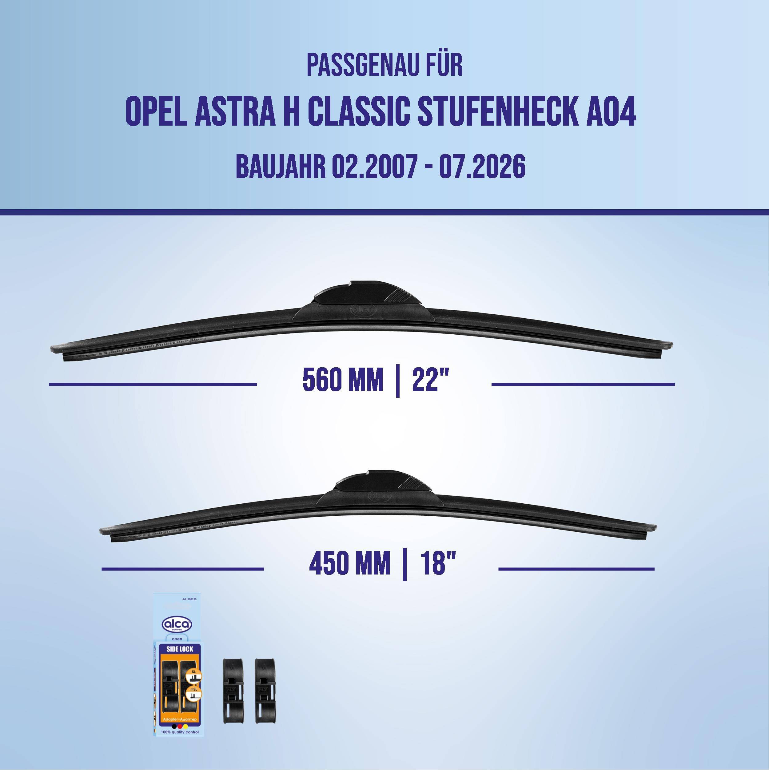 alca® Scheibenwischer für OPEL ASTRA H CLASSIC Stufenheck 02.2007 - 08.2026, SUPER FLAT