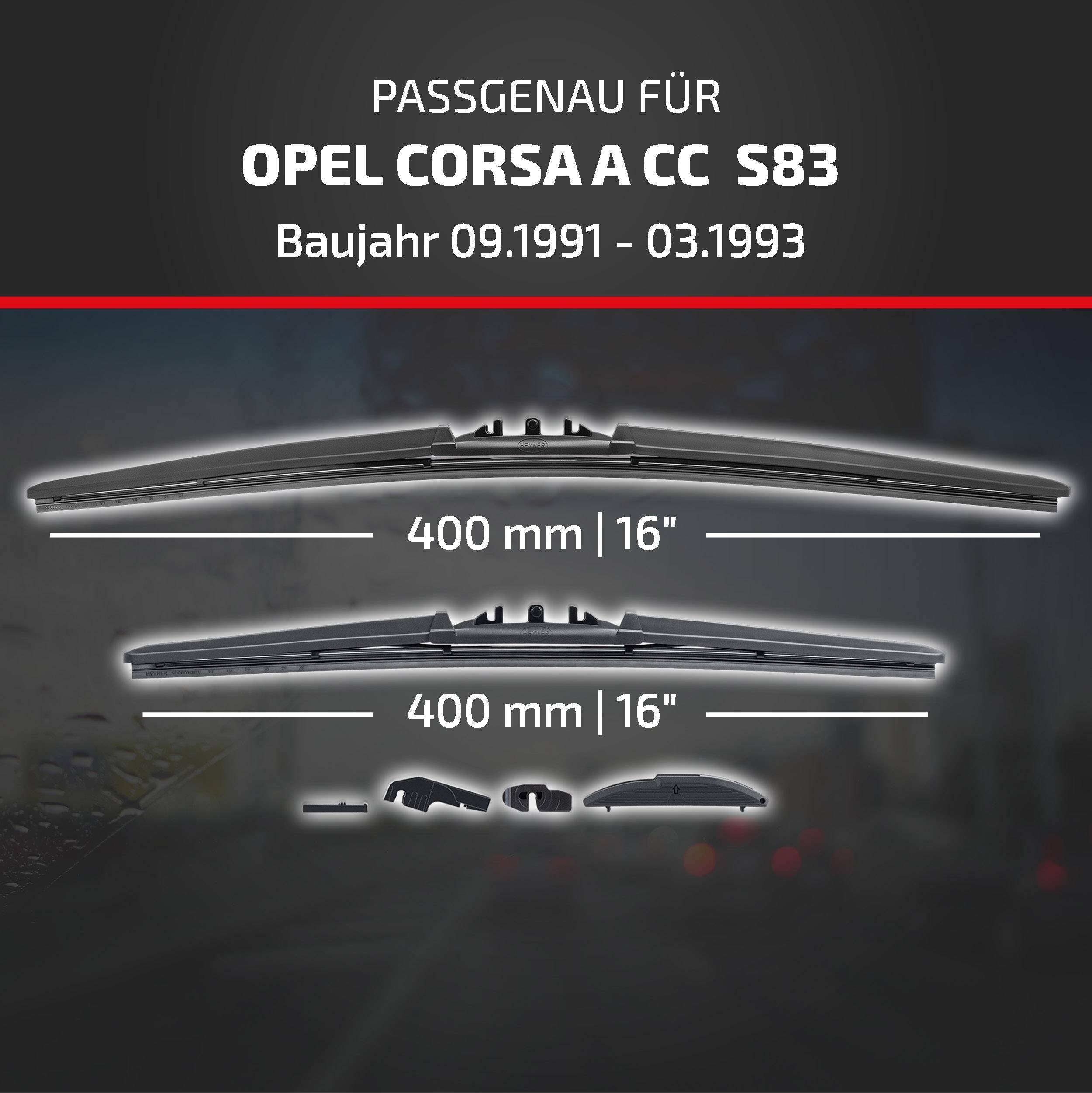 HEYNER® Scheibenwischer komp. mit OPEL CORSA A CC (09.1991 - 03.1993) HYBRID Flachbalkenwischer
