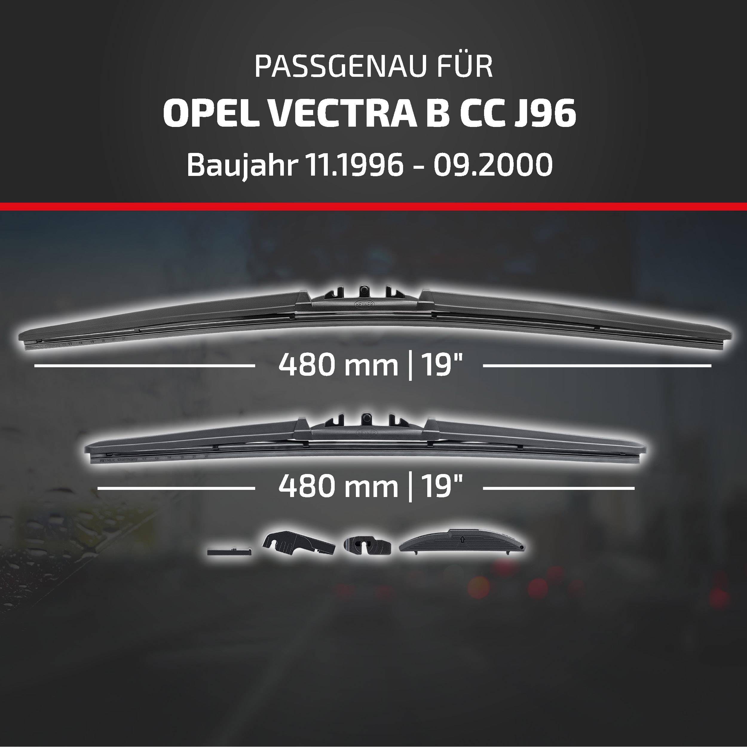 HEYNER® Scheibenwischer komp. mit OPEL VECTRA B CC (11.1996 - 09.2000) HYBRID Flachbalkenwischer