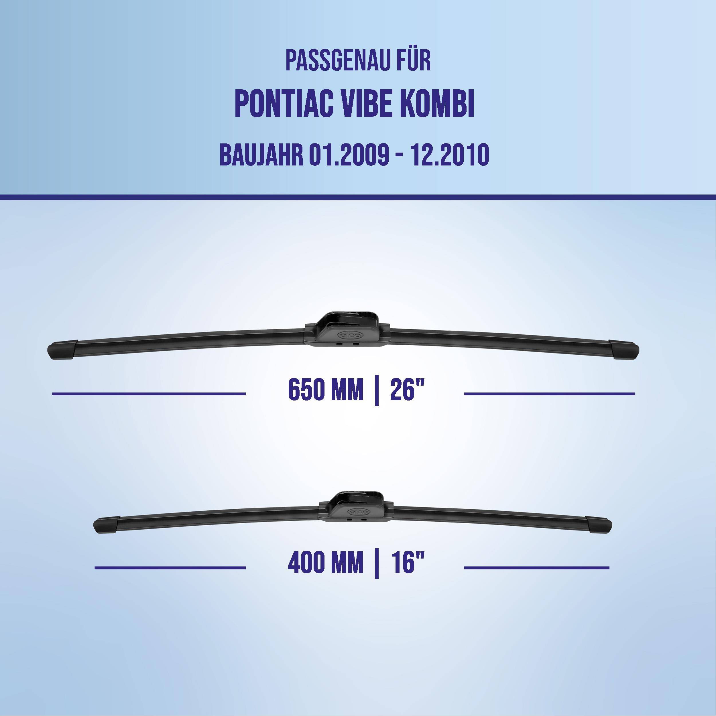 alca® Scheibenwischer für PONTIAC VIBE Kombi 01.2009 - 12.2010, U-FLAT Flachbalkenwischer,