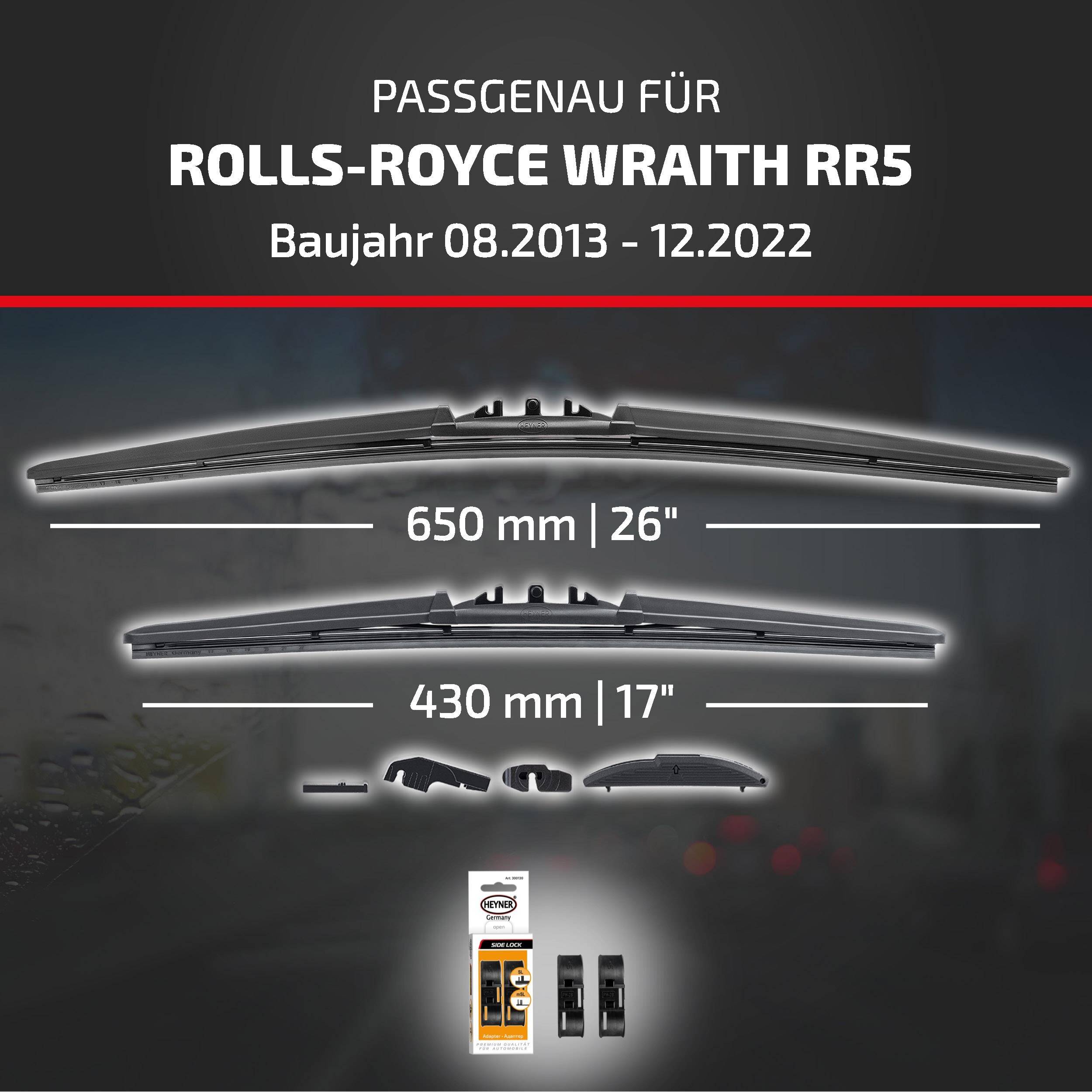 HEYNER® Scheibenwischer komp. mit ROLLS-ROYCE WRAITH (08.2013 - 12.2022) HYBRID Flachbalkenwischer