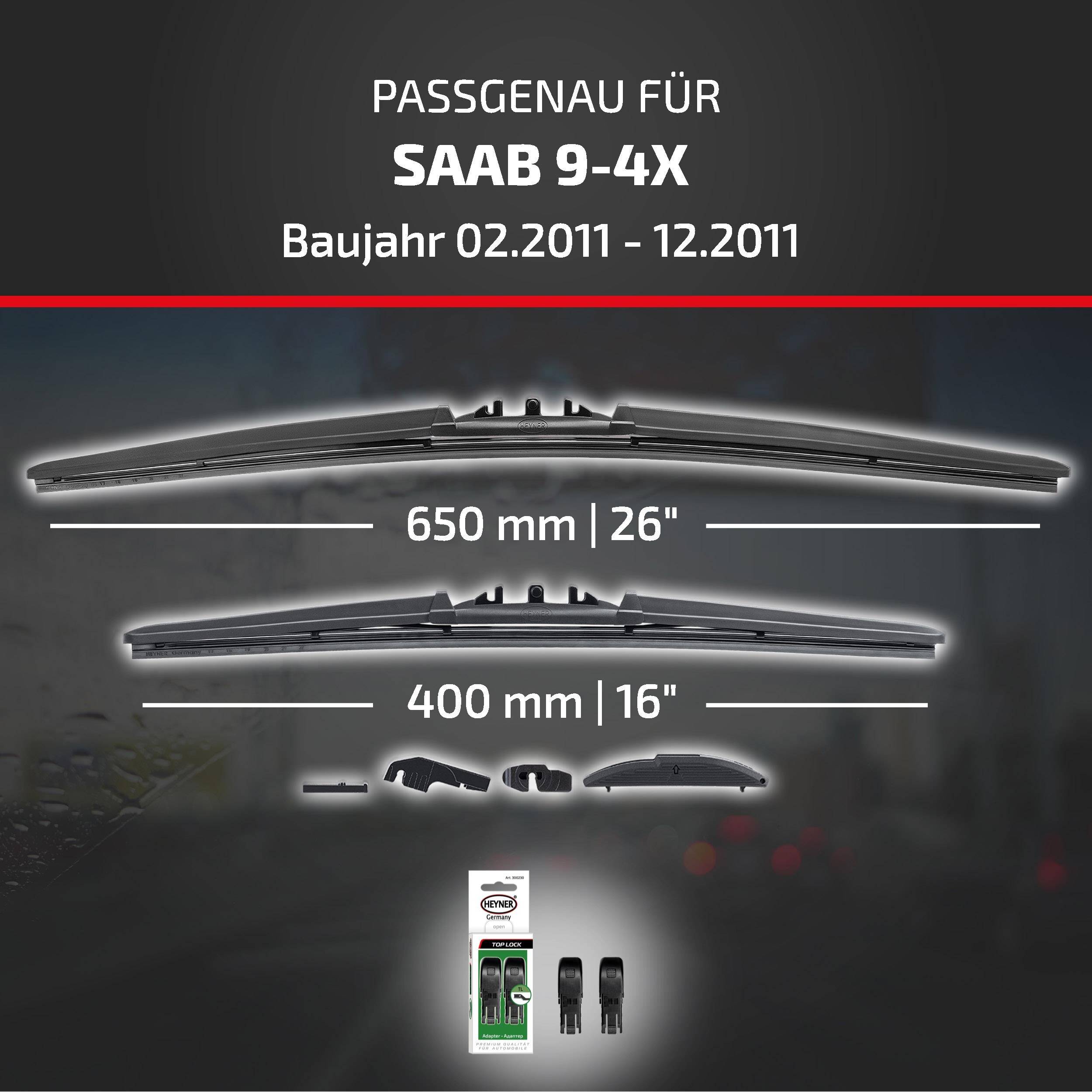 HEYNER® Scheibenwischer komp. mit SAAB 9-4X (02.2011 - 12.2011) HYBRID Flachbalkenwischer