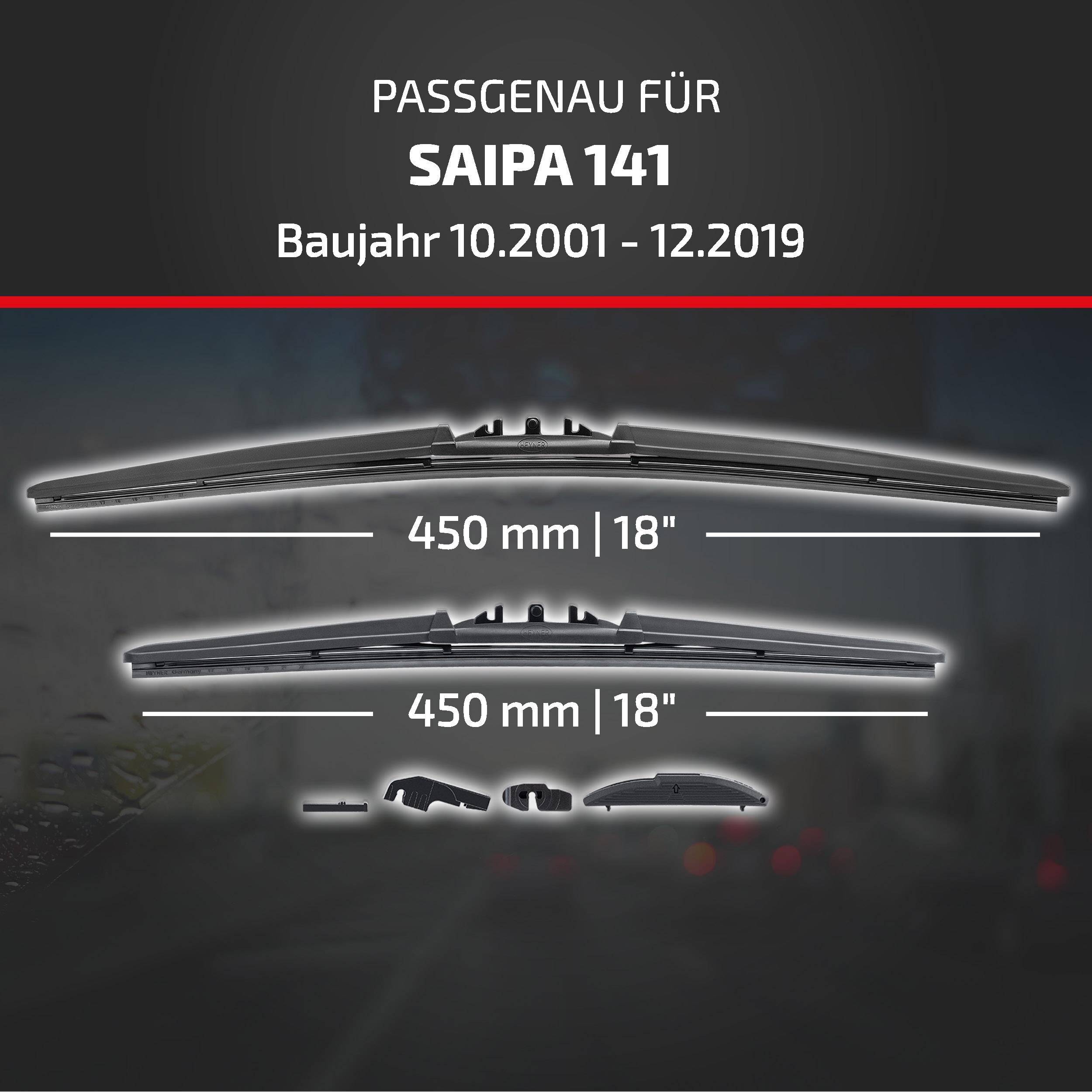 Passt für Saipa 141 Modelle von 10.2001 bis 12.2019, zeigt zwei Scheibenwischer und die Größe 