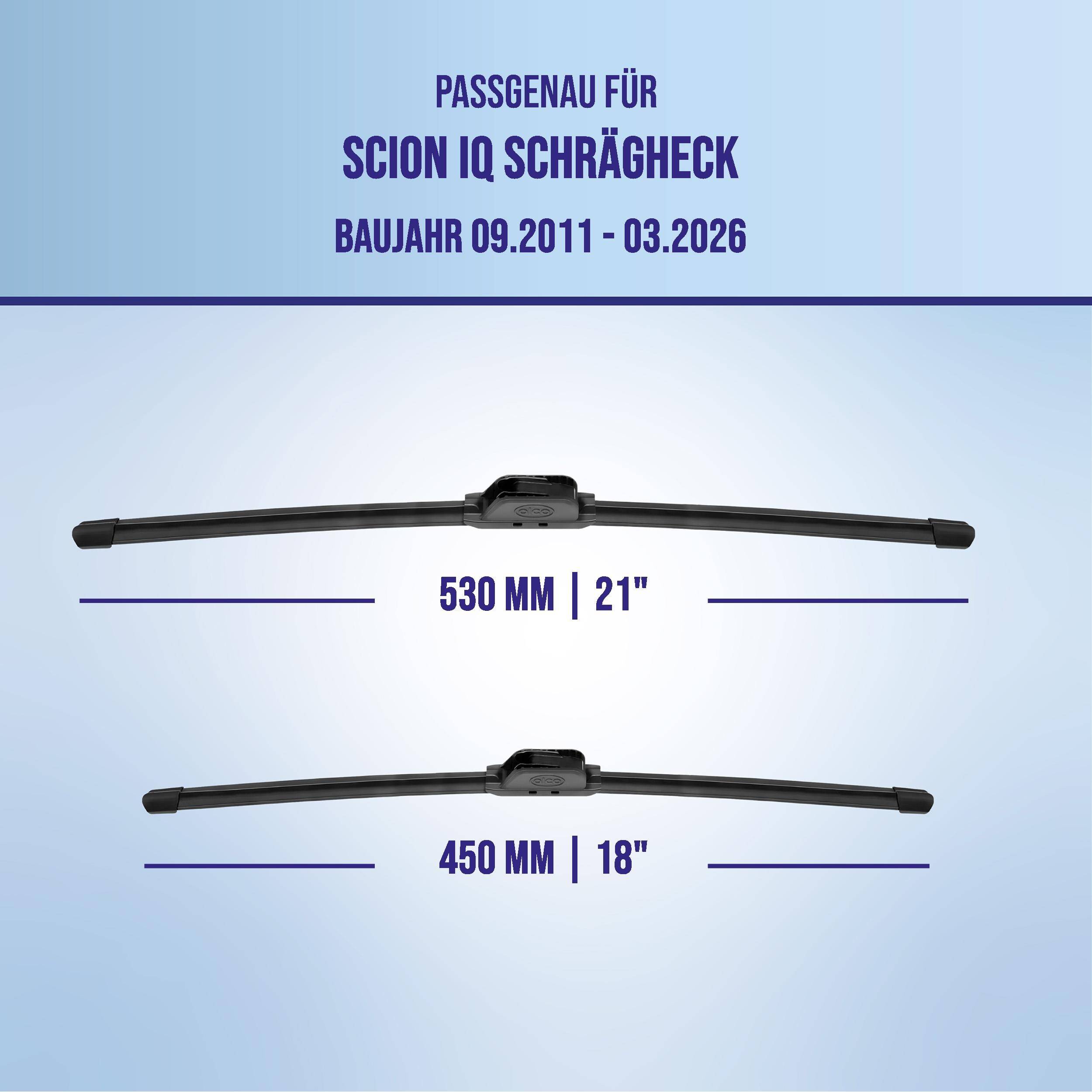 alca® Scheibenwischer ideal für SCION iQ Schrägheck (09.2011 - 04.2026) U-FLAT Flachbalkenwischer