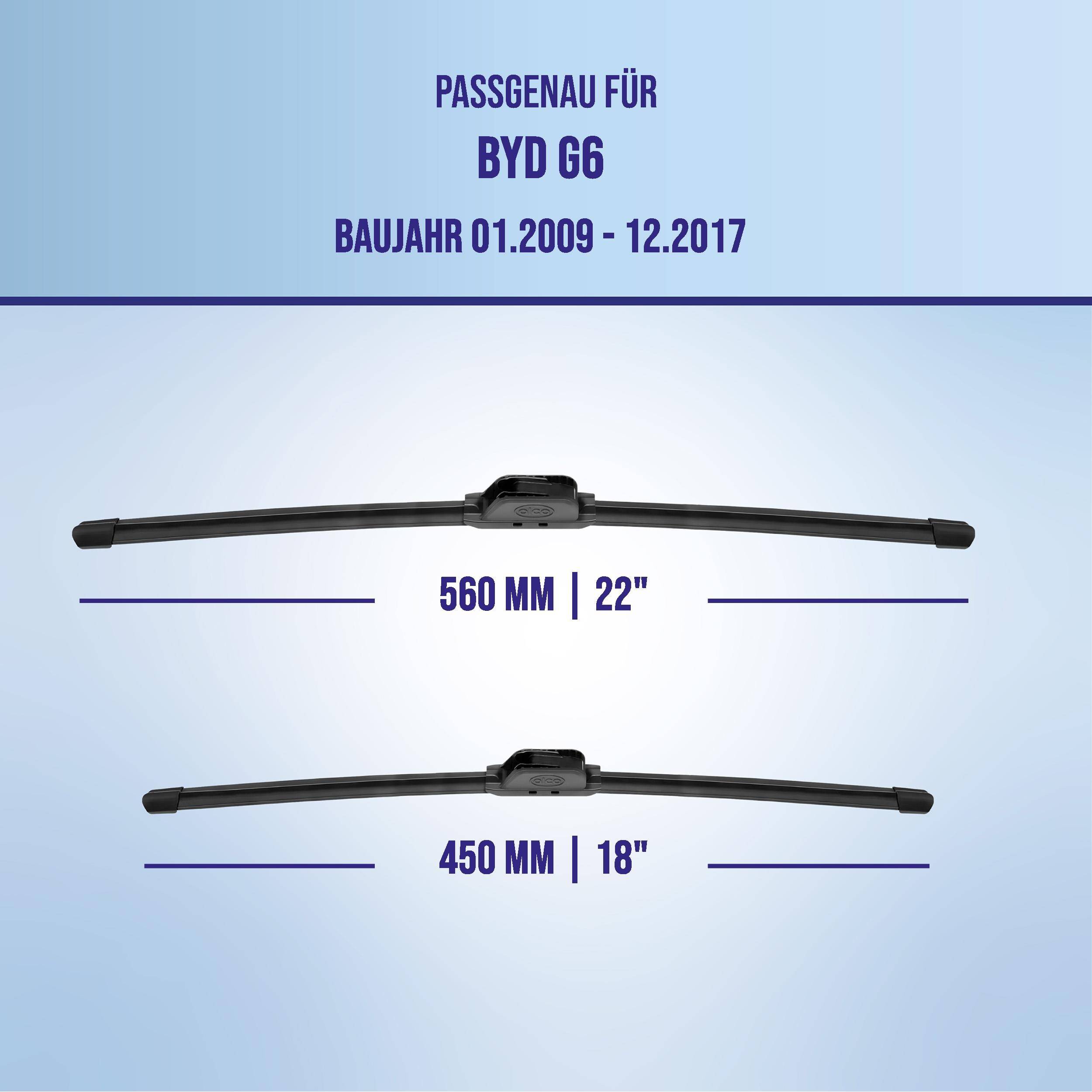 alca® Scheibenwischer ideal für BYD G6 (01.2009 - 12.2017) U-FLAT Flachbalkenwischer