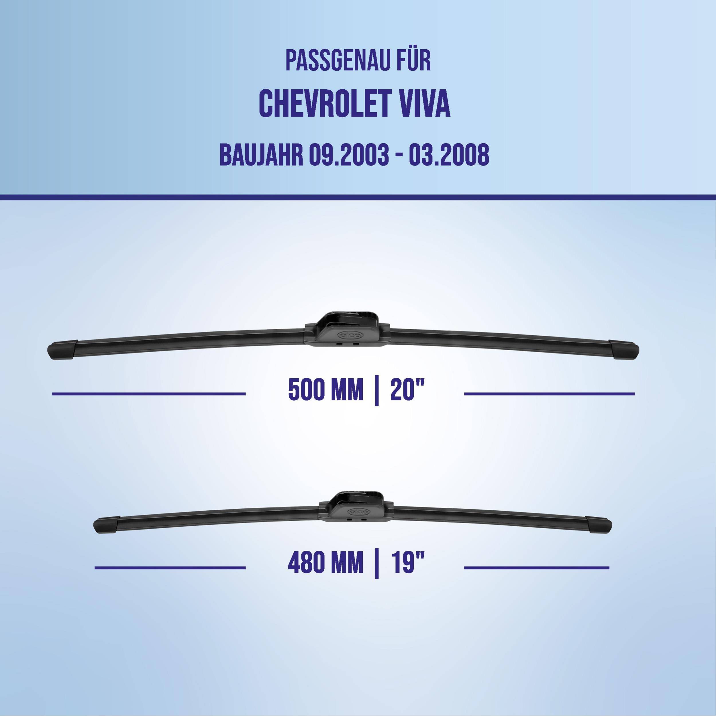 alca® Scheibenwischer ideal für CHEVROLET VIVA (09.2003 - 03.2008) U-FLAT Flachbalkenwischer