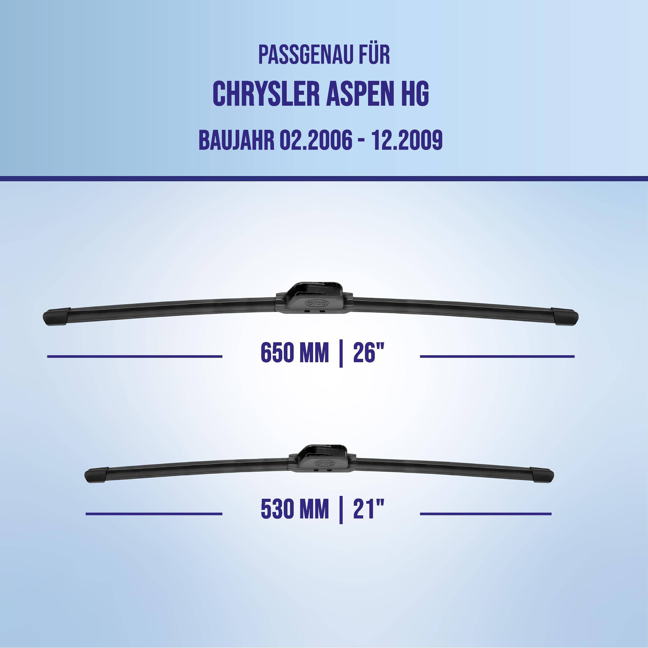 alca® Scheibenwischer ideal für CHRYSLER ASPEN (02.2006 - 12.2009) U-FLAT Flachbalkenwischer