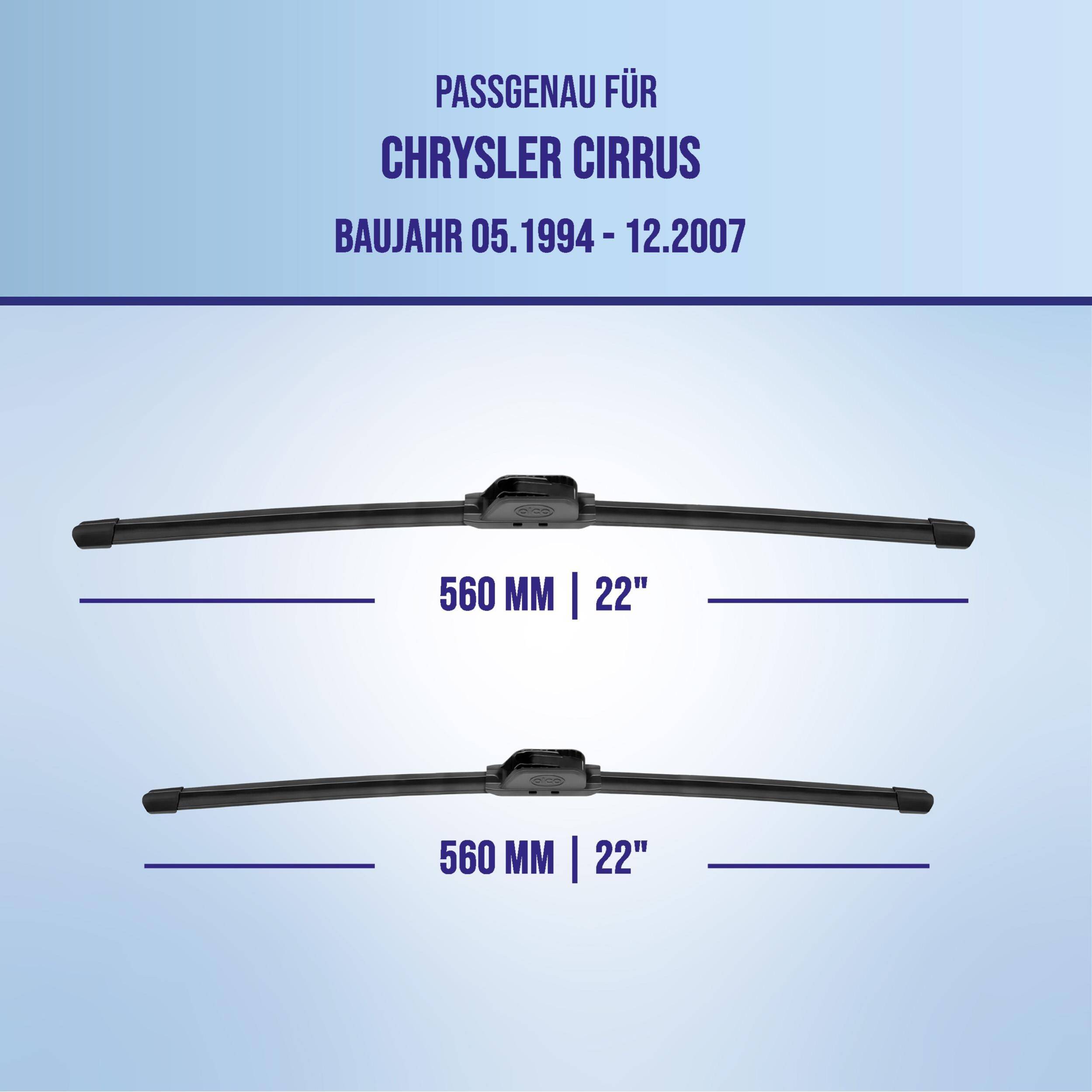 alca® Scheibenwischer ideal für CHRYSLER CIRRUS (05.1994 - 12.2007) U-FLAT Flachbalkenwischer