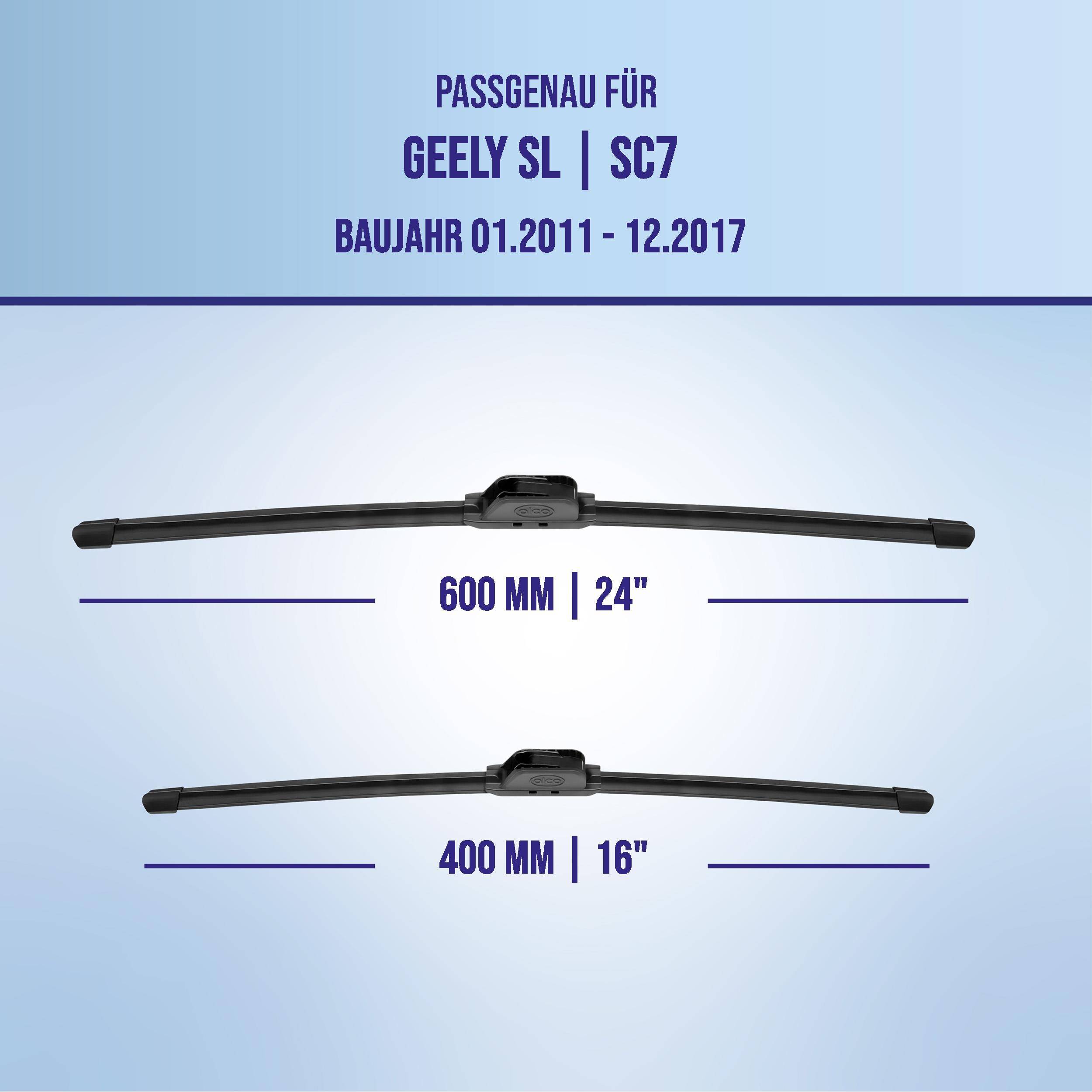 alca® Scheibenwischer ideal für GEELY SL | SC7 (01.2011 - 12.2017) U-FLAT Flachbalkenwischer