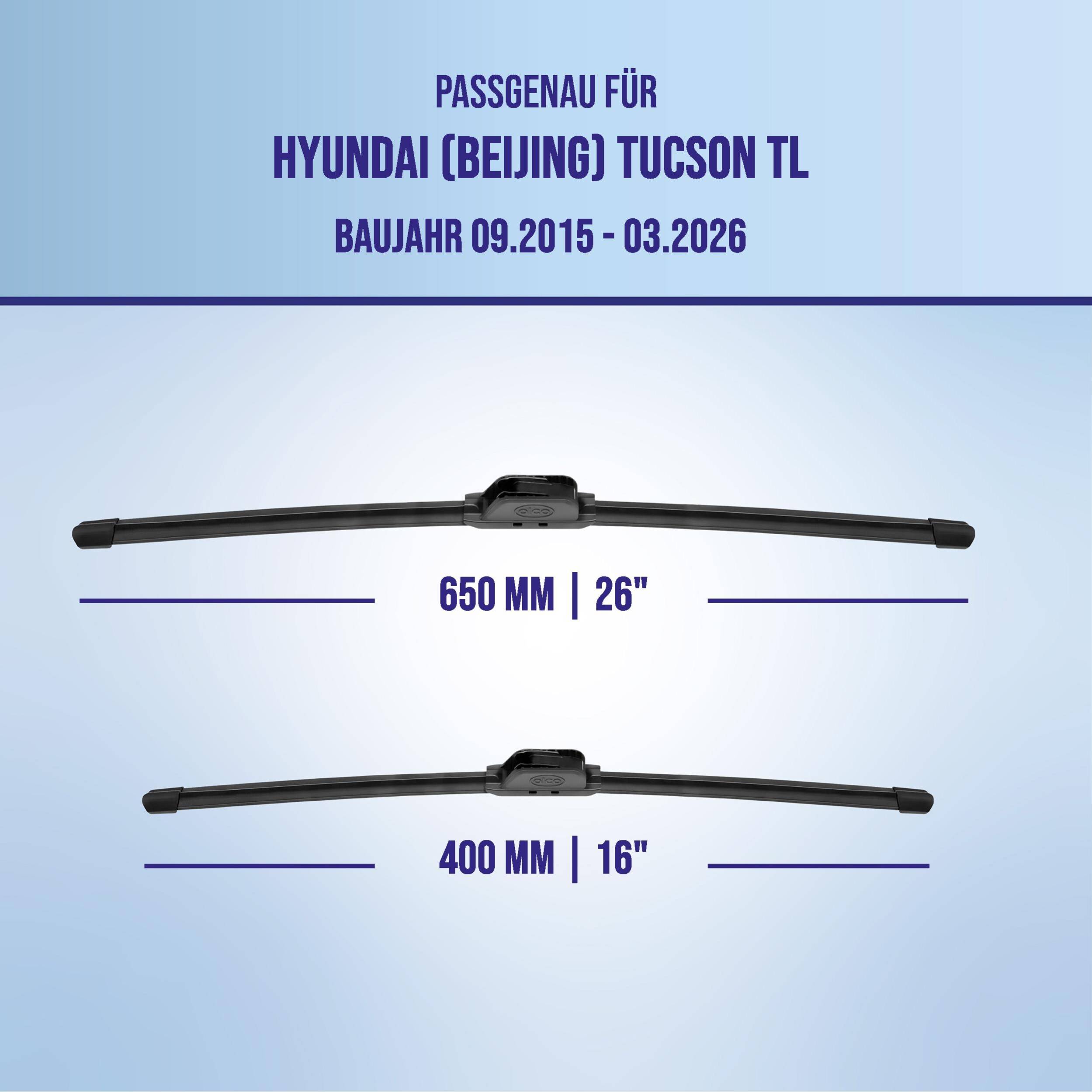 alca® Scheibenwischer ideal für HYUNDAI (BEIJING) TUCSON (09.2015 - 03.2026) U-FLAT Flachbalkenwischer