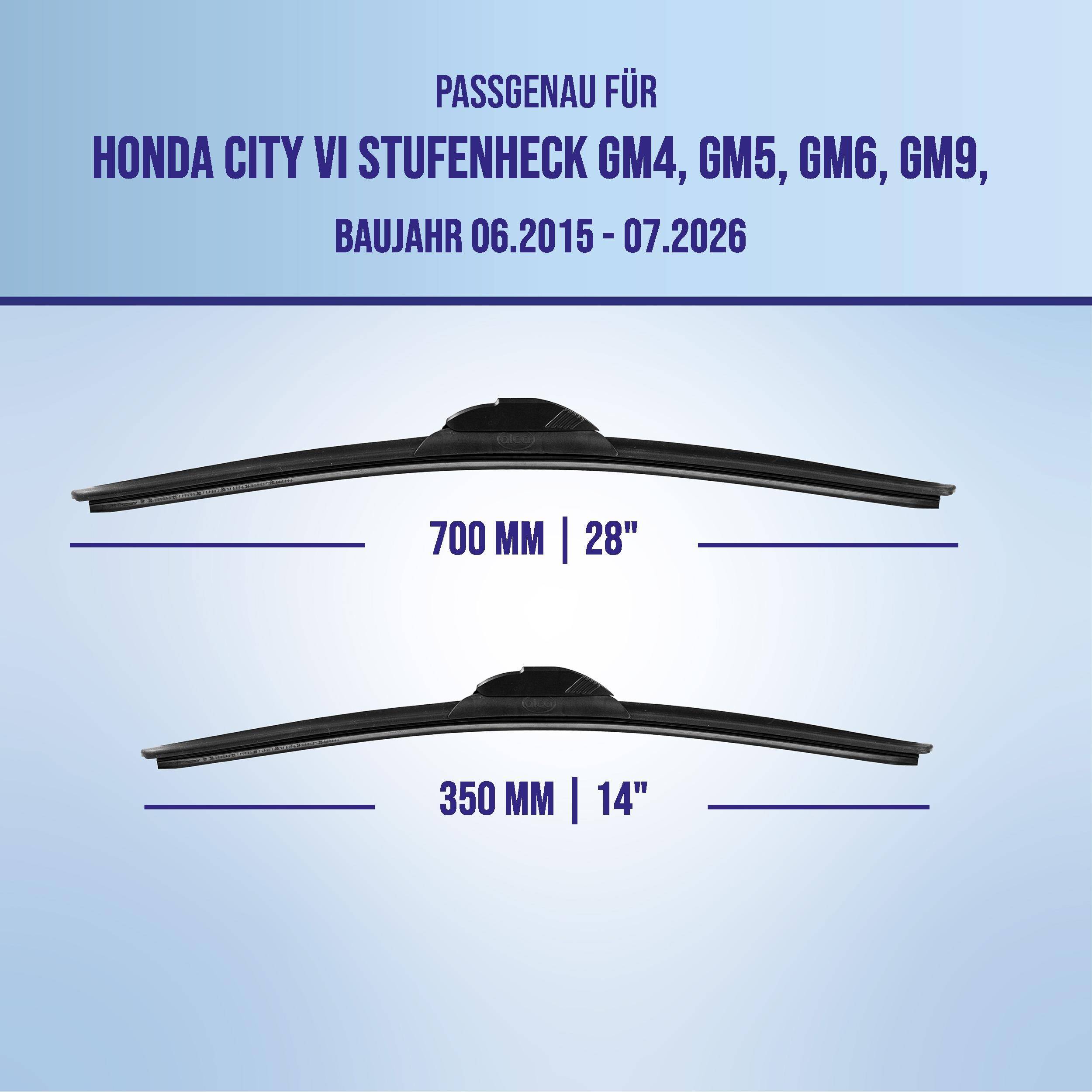 alca® Scheibenwischer für HONDA CITY VI Stufenheck 06.2015 - 08.2026, SUPER FLAT