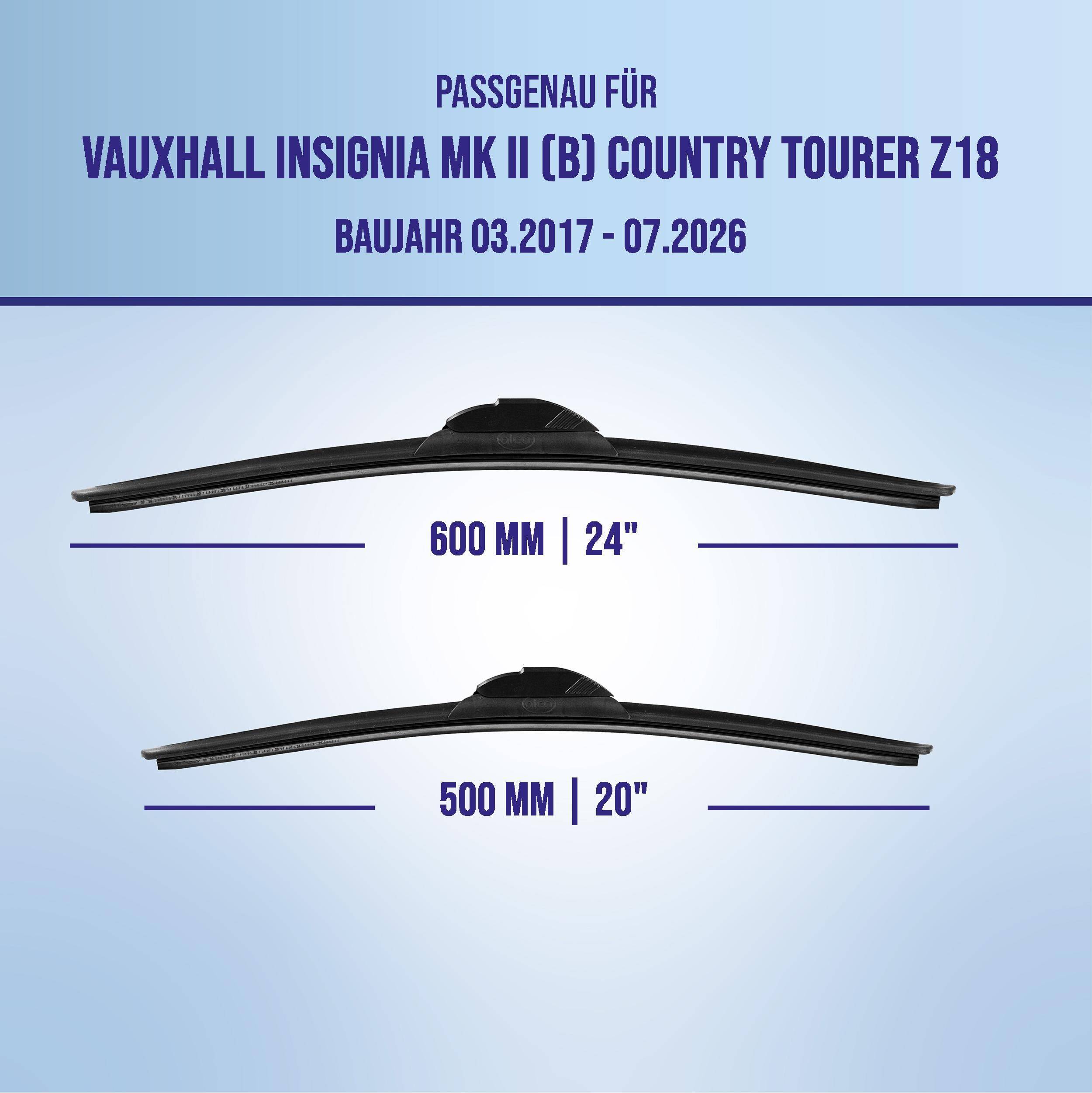 Grafik zur Wischblatt-Passform für „Vauxhall Insignia MK II (B) Country Tourer Z18