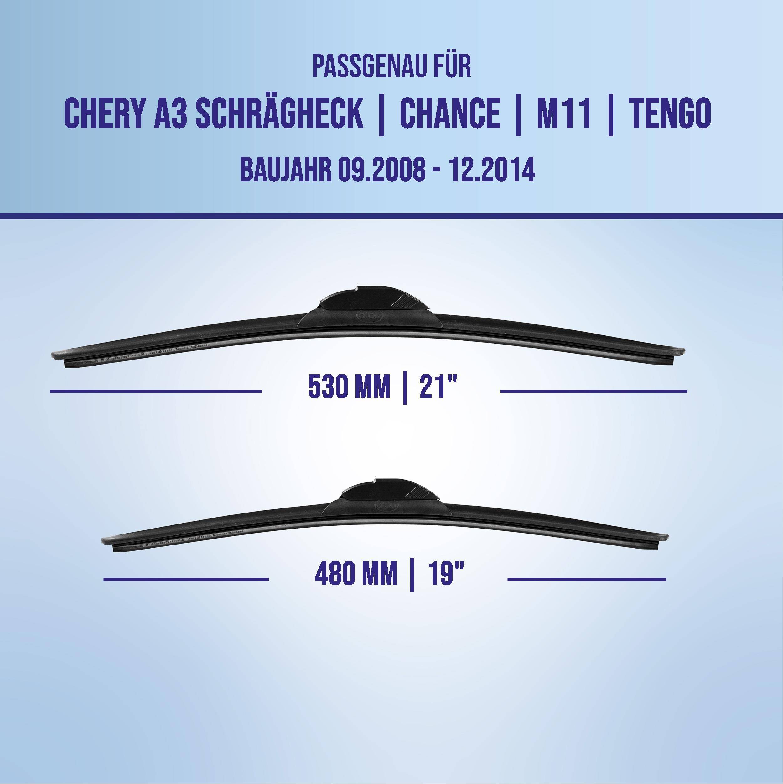 alca® Scheibenwischer für CHERY A3 Schrägheck | CHANCE | M11 | TENGO 09.2008 - 12.2014, SUPER FLAT
