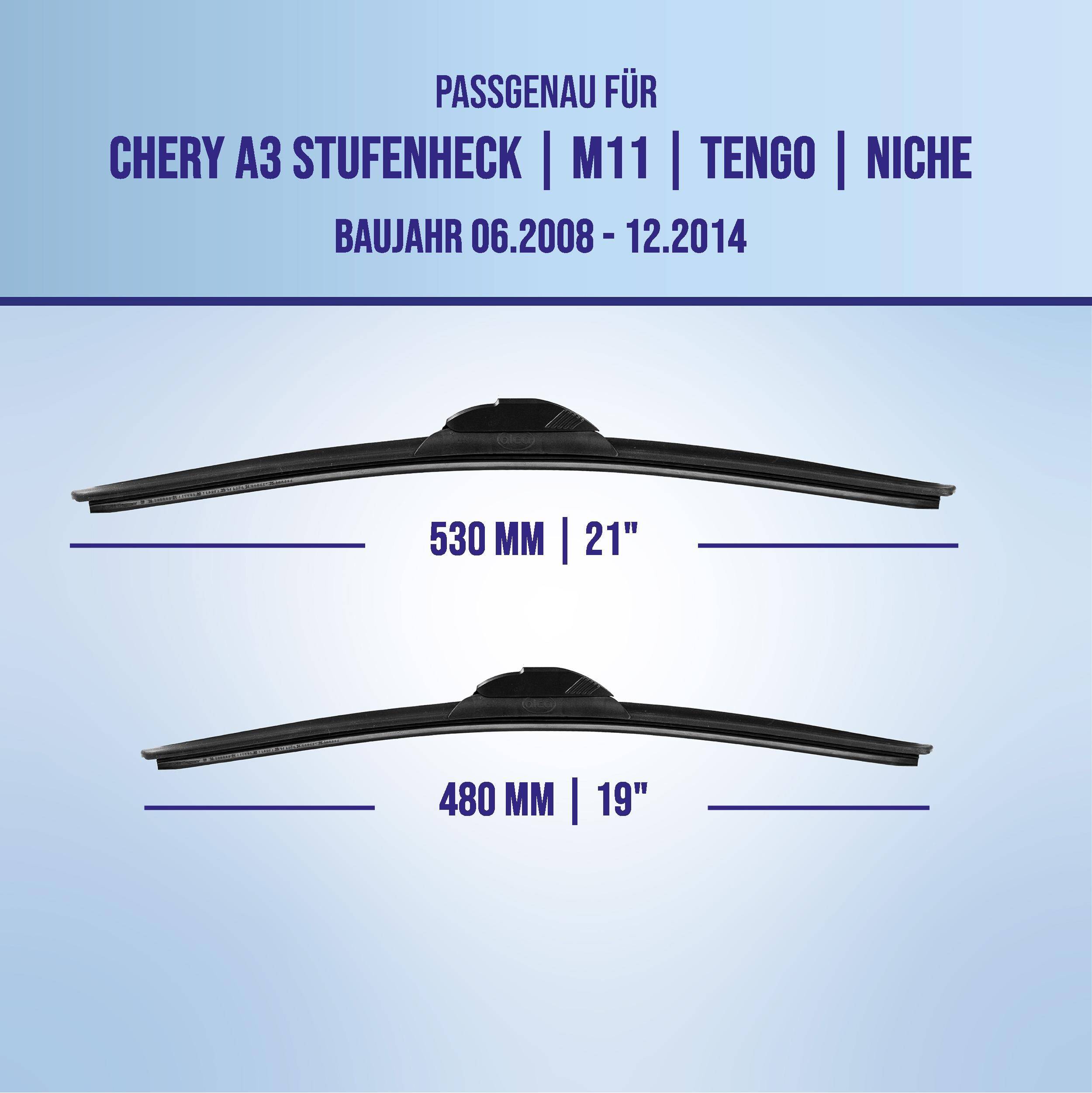 alca® Scheibenwischer für CHERY A3 Stufenheck | M11 | TENGO | NICHE 06.2008 - 12.2014, SUPER FLAT