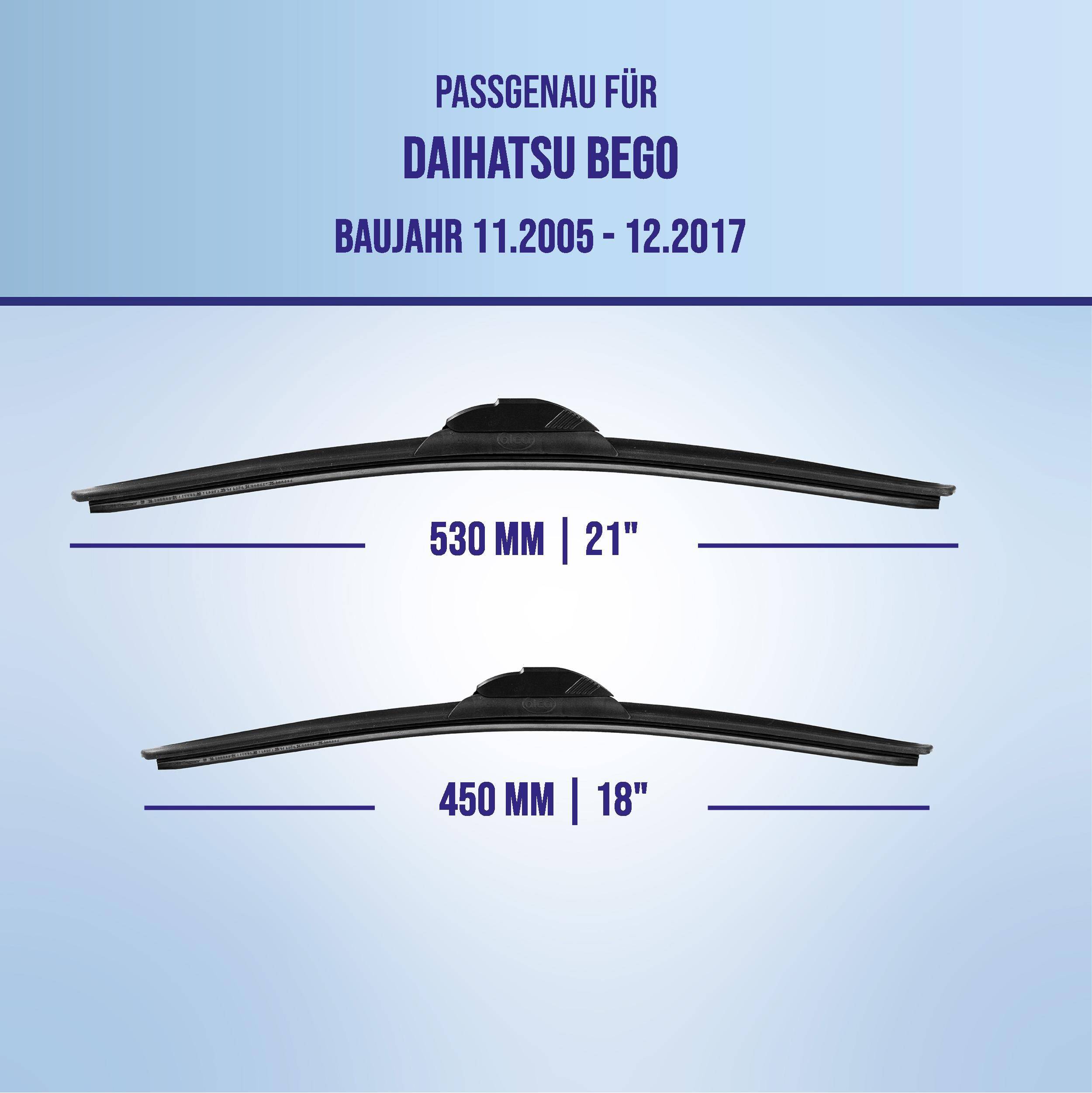 alca® Scheibenwischer für DAIHATSU BEGO 11.2005 - 12.2017, SUPER FLAT