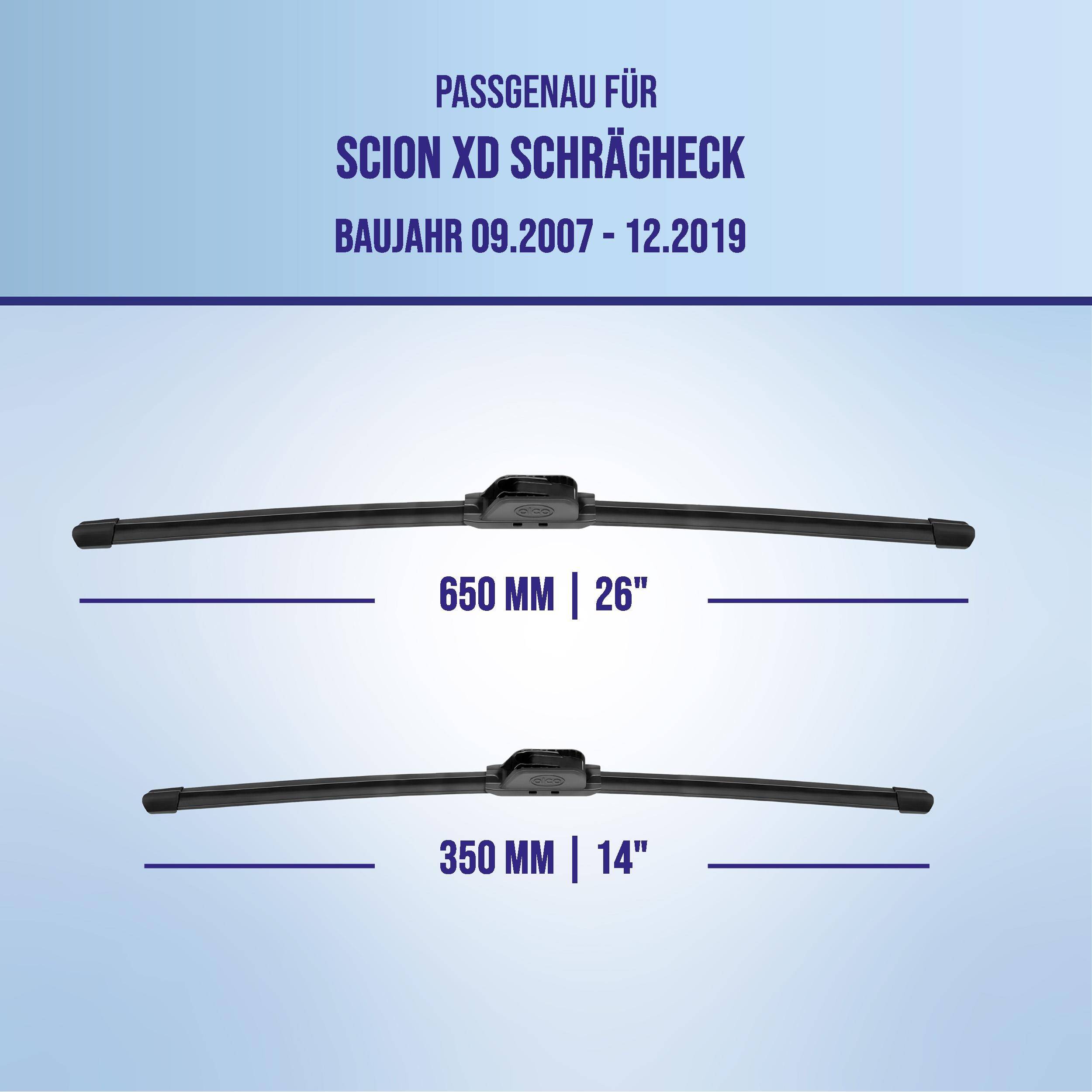alca® Scheibenwischer ideal für SCION xD Schrägheck (09.2007 - 12.2019) U-FLAT Flachbalkenwischer