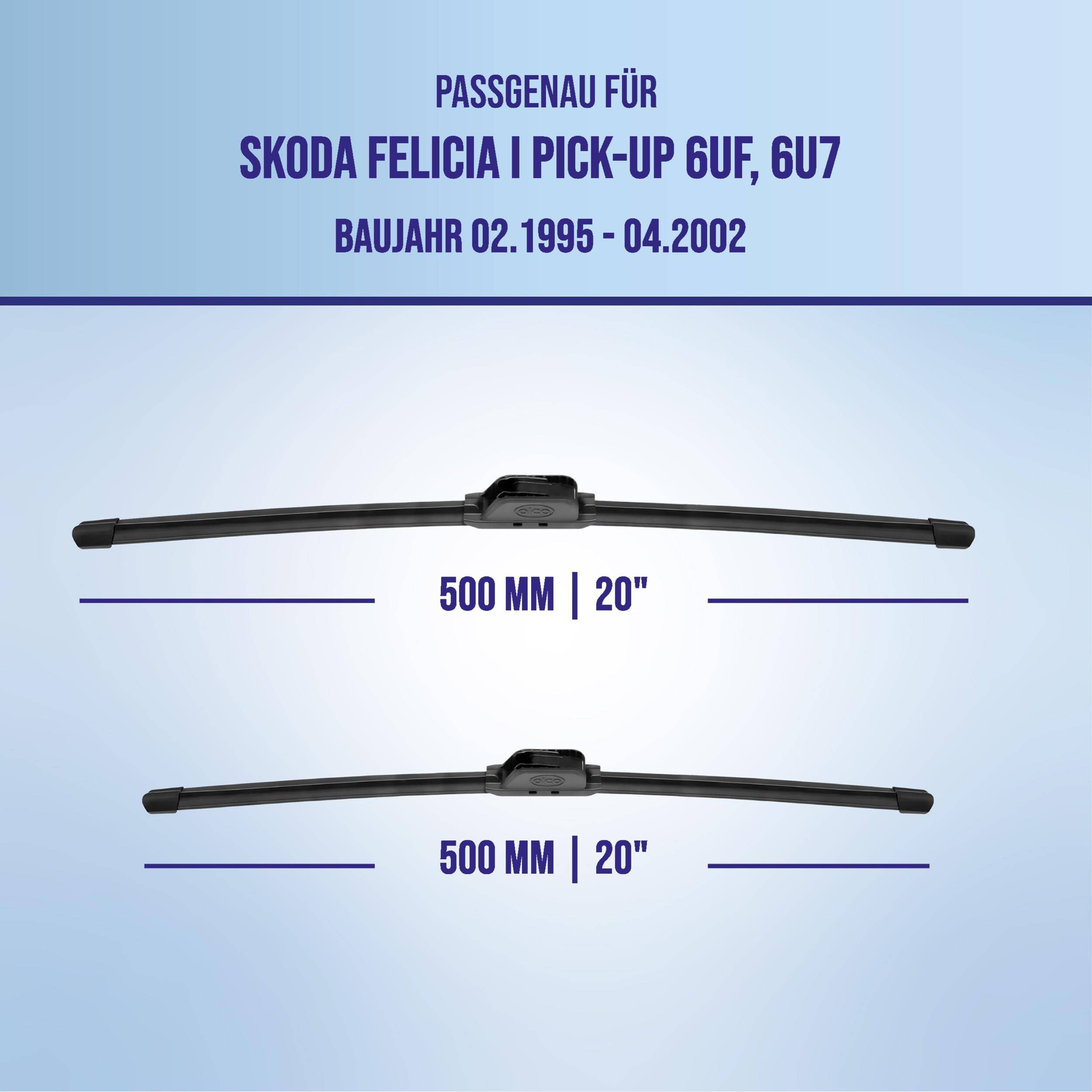 alca® Scheibenwischer ideal für SKODA FELICIA I Pick-up (02.1995 - 04.2002) U-FLAT Flachbalkenwischer