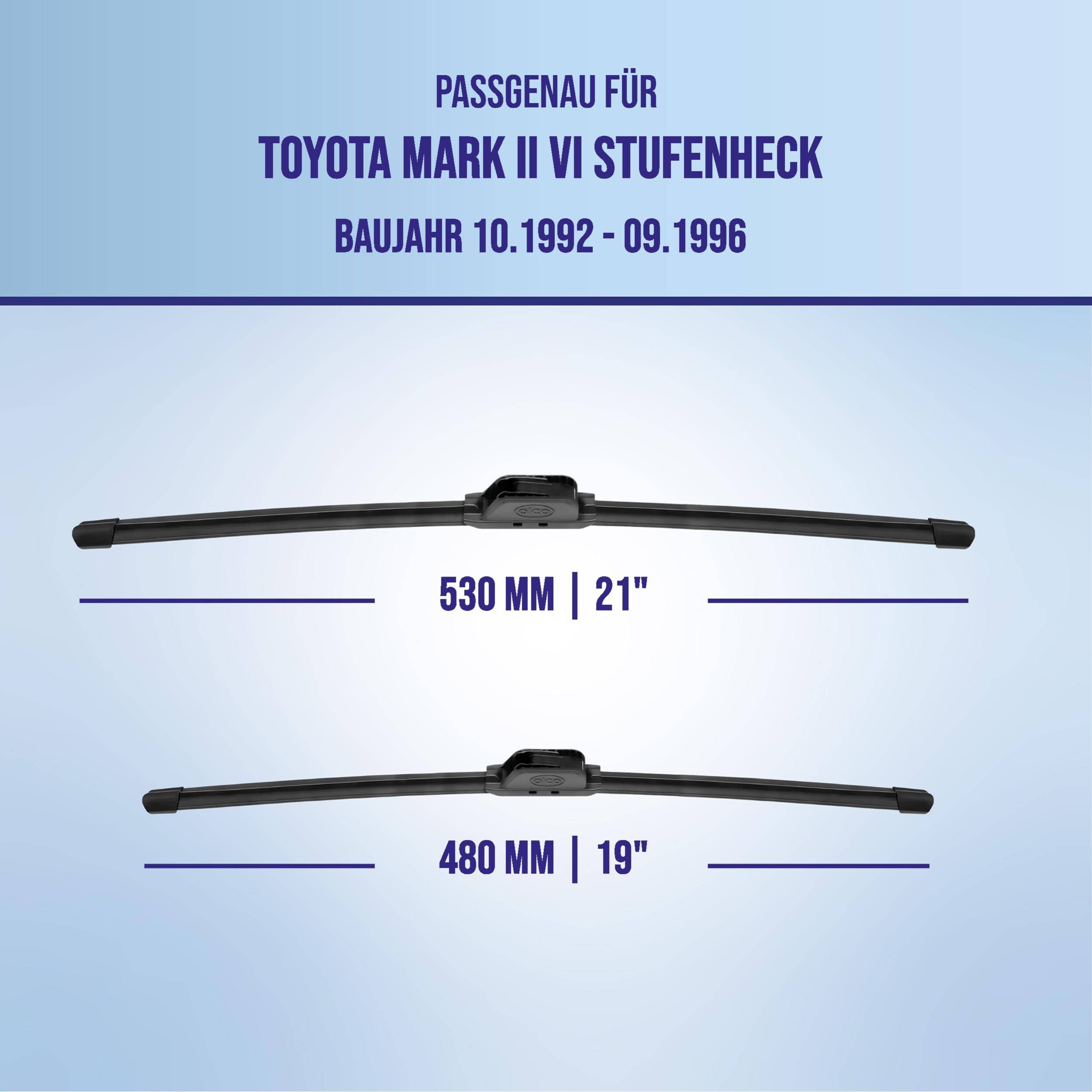 alca® Scheibenwischer ideal für TOYOTA MARK II VI Stufenheck (10.1992 - 09.1996) U-FLAT Flachbalkenwischer