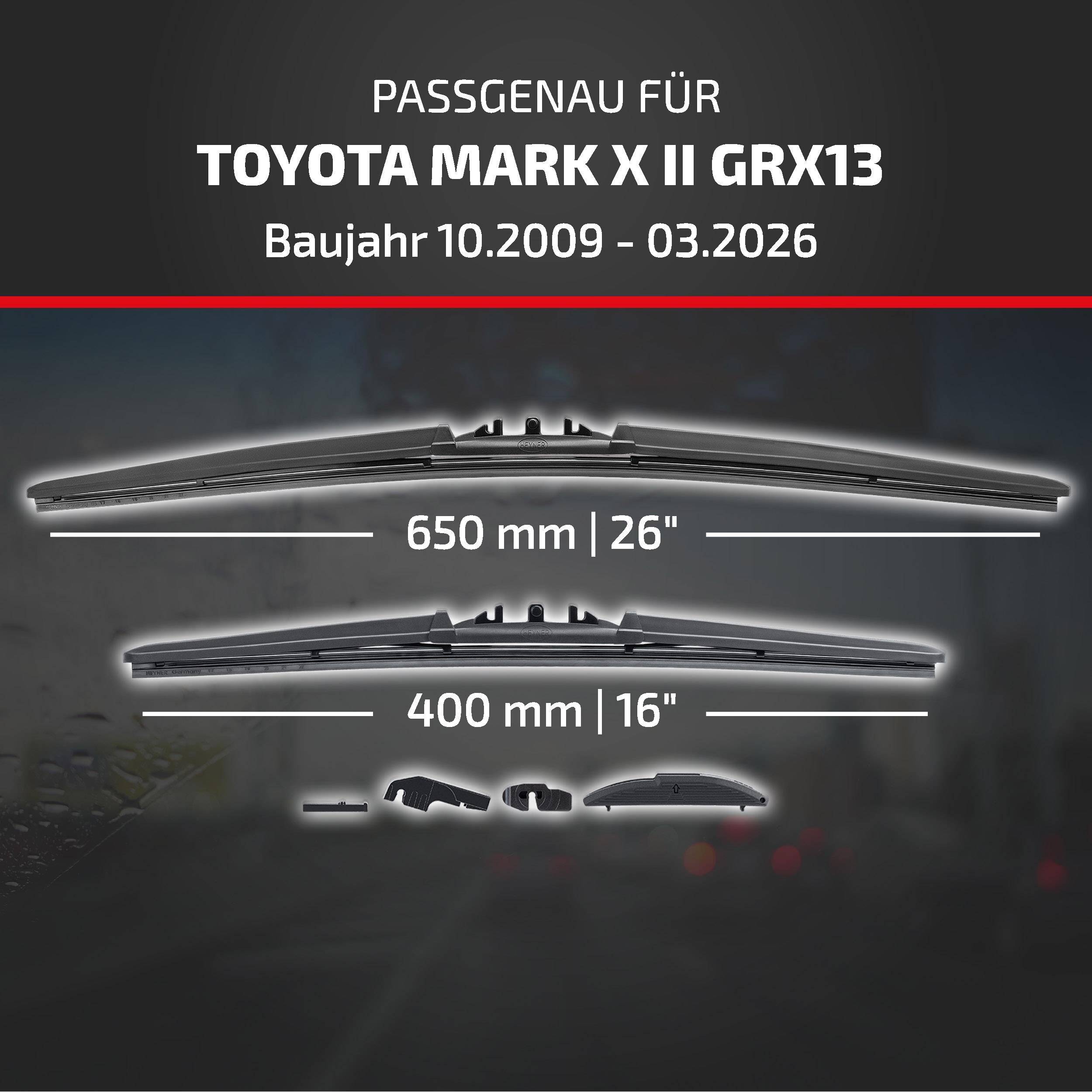 HEYNER® Scheibenwischer für TOYOTA MARK X II (10.2009 - 08.2026) HYBRID Flachbalkenwischer