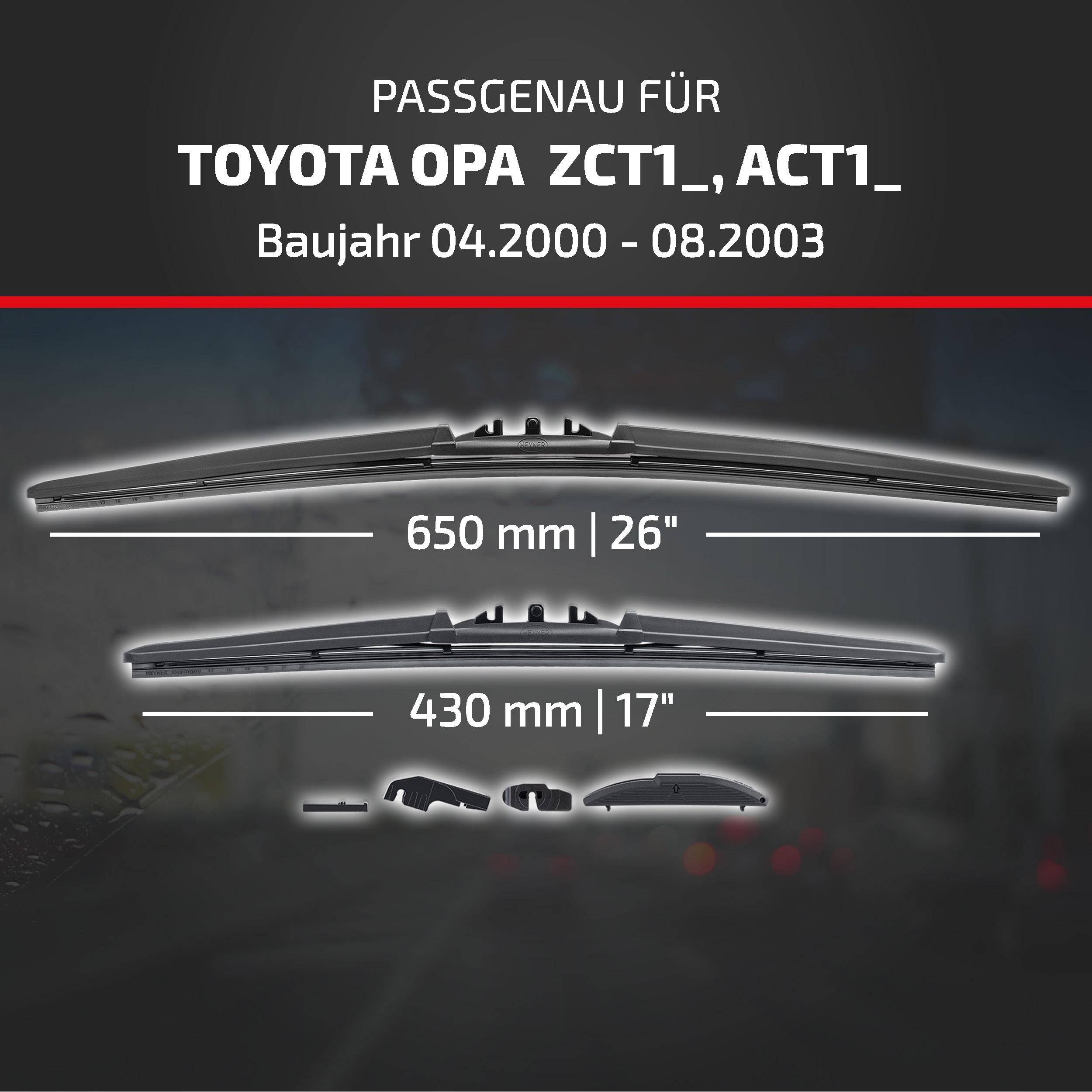 HEYNER® Scheibenwischer komp. mit TOYOTA OPA (04.2000 - 08.2003) HYBRID Flachbalkenwischer