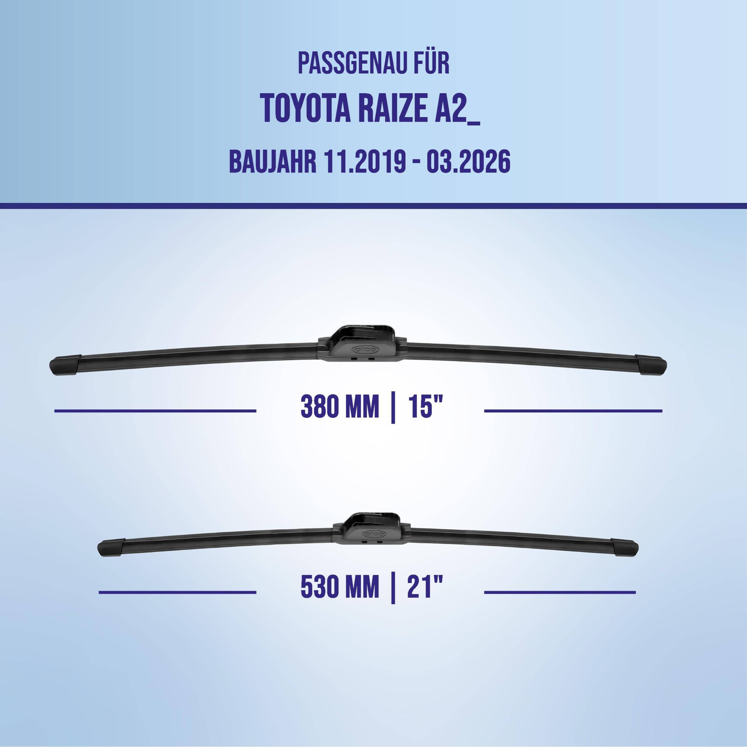 alca® Scheibenwischer ideal für TOYOTA RAIZE (11.2019 - 03.2026) U-FLAT Flachbalkenwischer