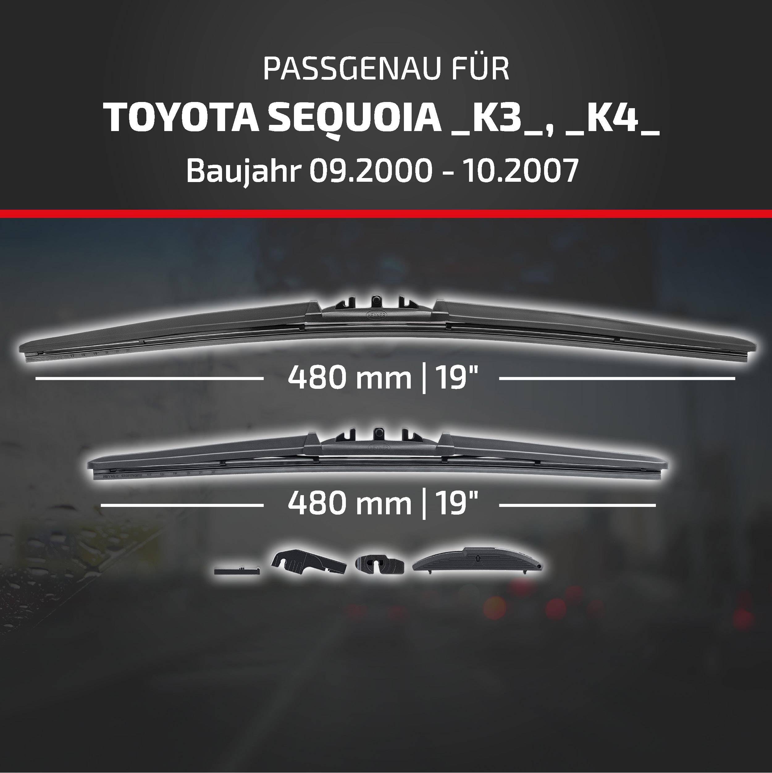 HEYNER® Scheibenwischer komp. mit TOYOTA SEQUOIA (09.2000 - 10.2007) HYBRID Flachbalkenwischer