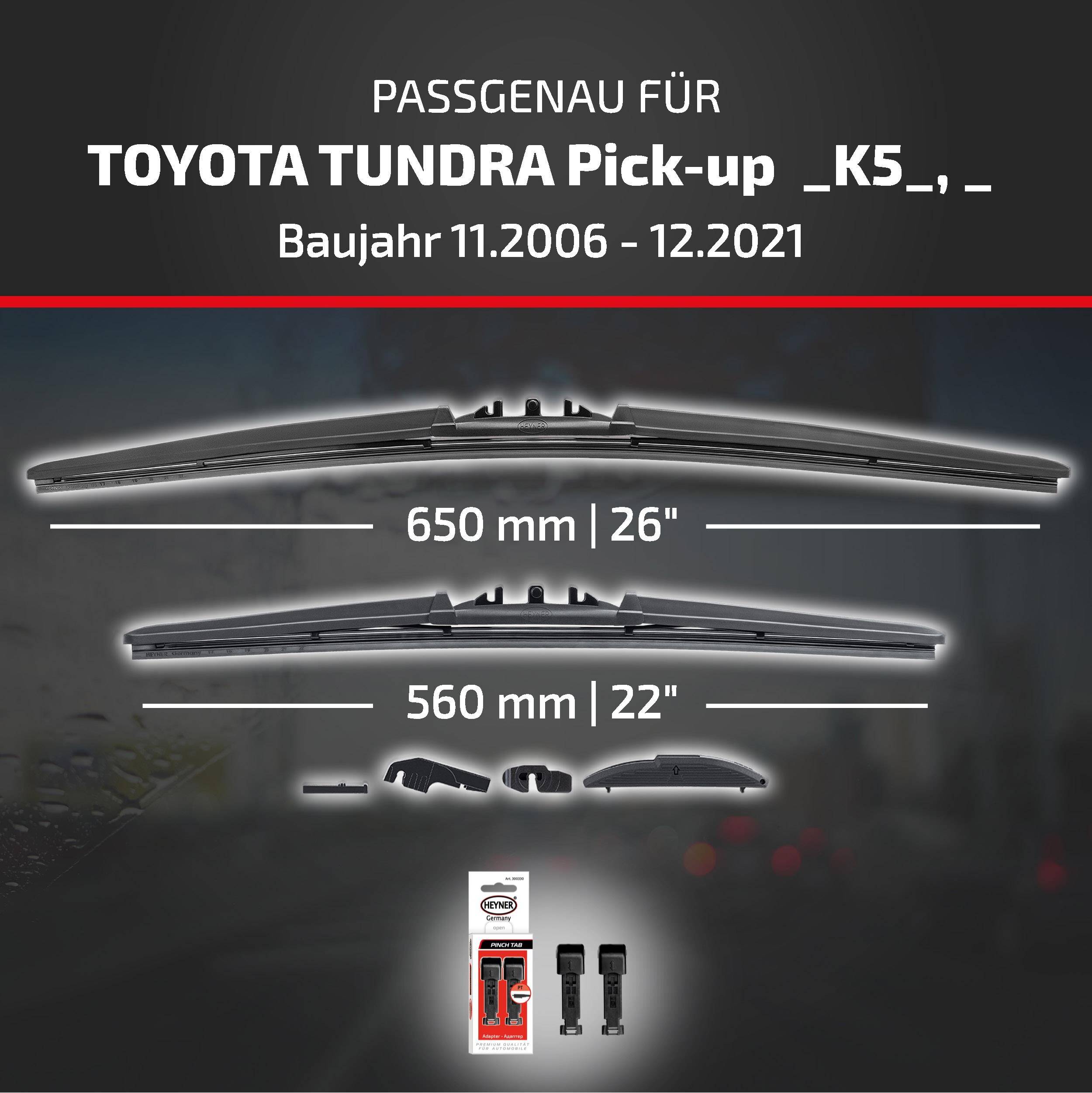 HEYNER® Scheibenwischer komp. mit TOYOTA TUNDRA Pick-up (11.2006 - 12.2021) HYBRID Flachbalkenwischer