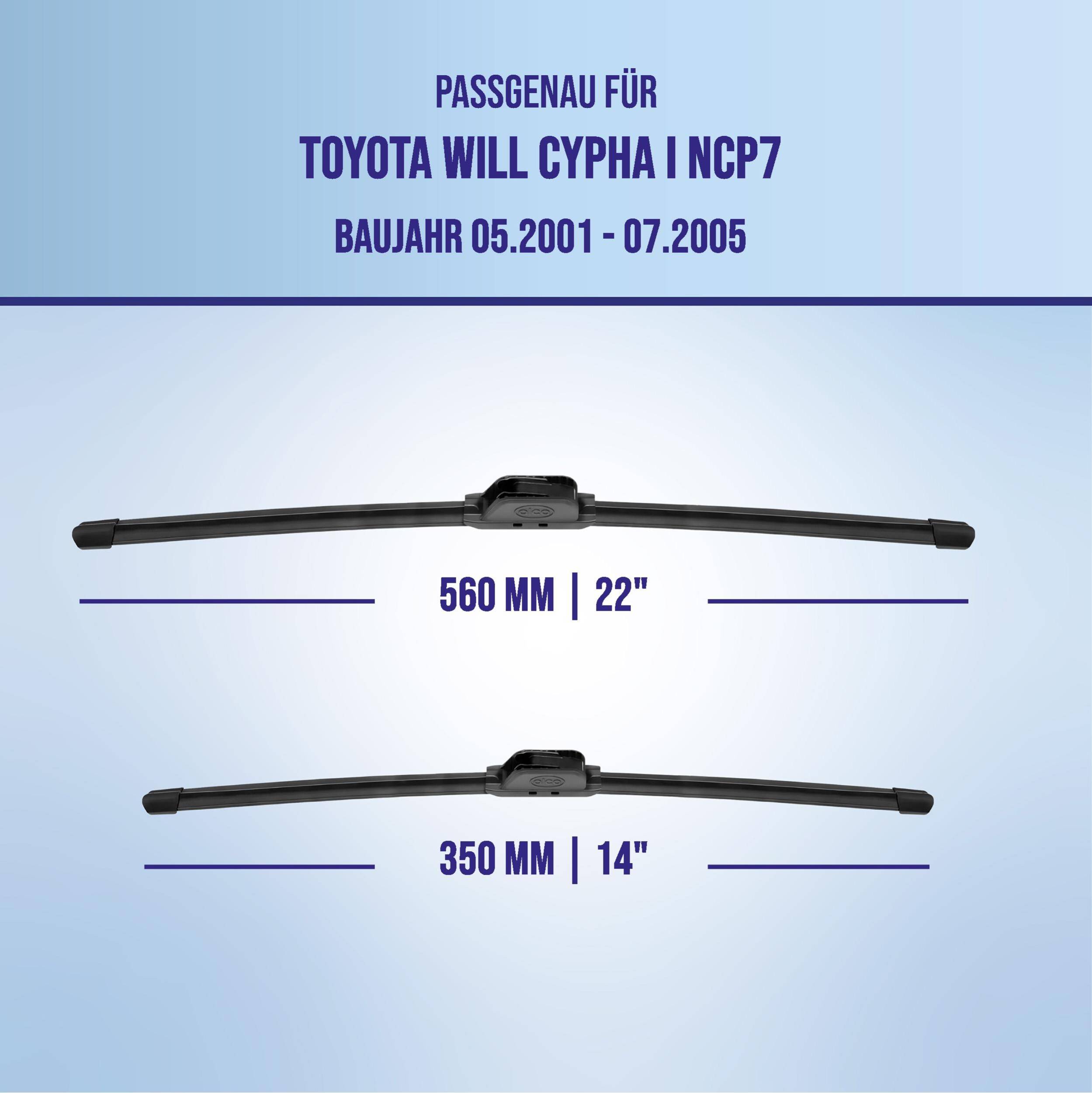 alca® Scheibenwischer ideal für TOYOTA WILL CYPHA I (05.2001 - 07.2005) U-FLAT Flachbalkenwischer