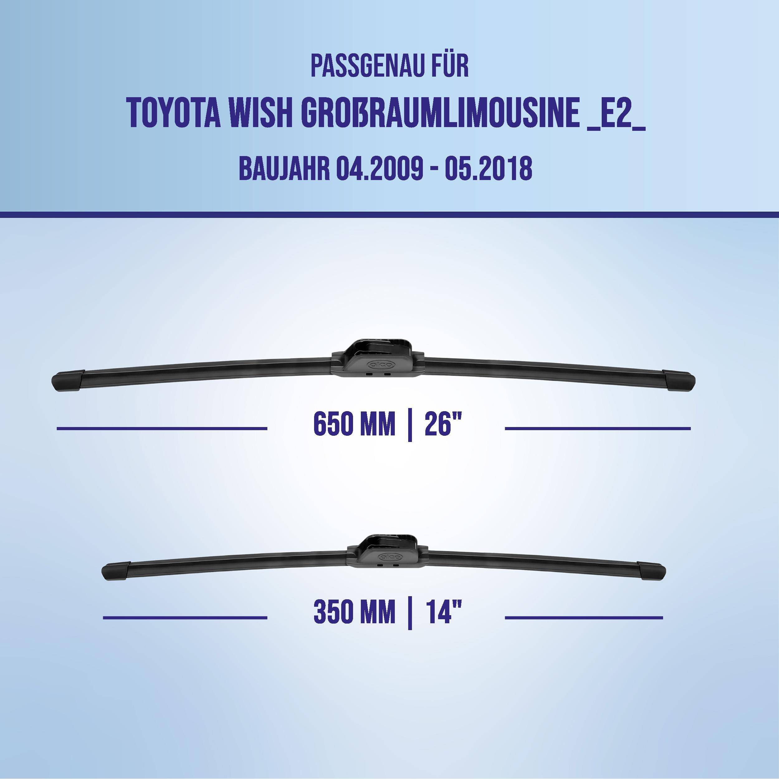 alca® Scheibenwischer ideal für TOYOTA WISH Großraumlimousine (04.2009 - 05.2018) U-FLAT Flachbalkenwischer