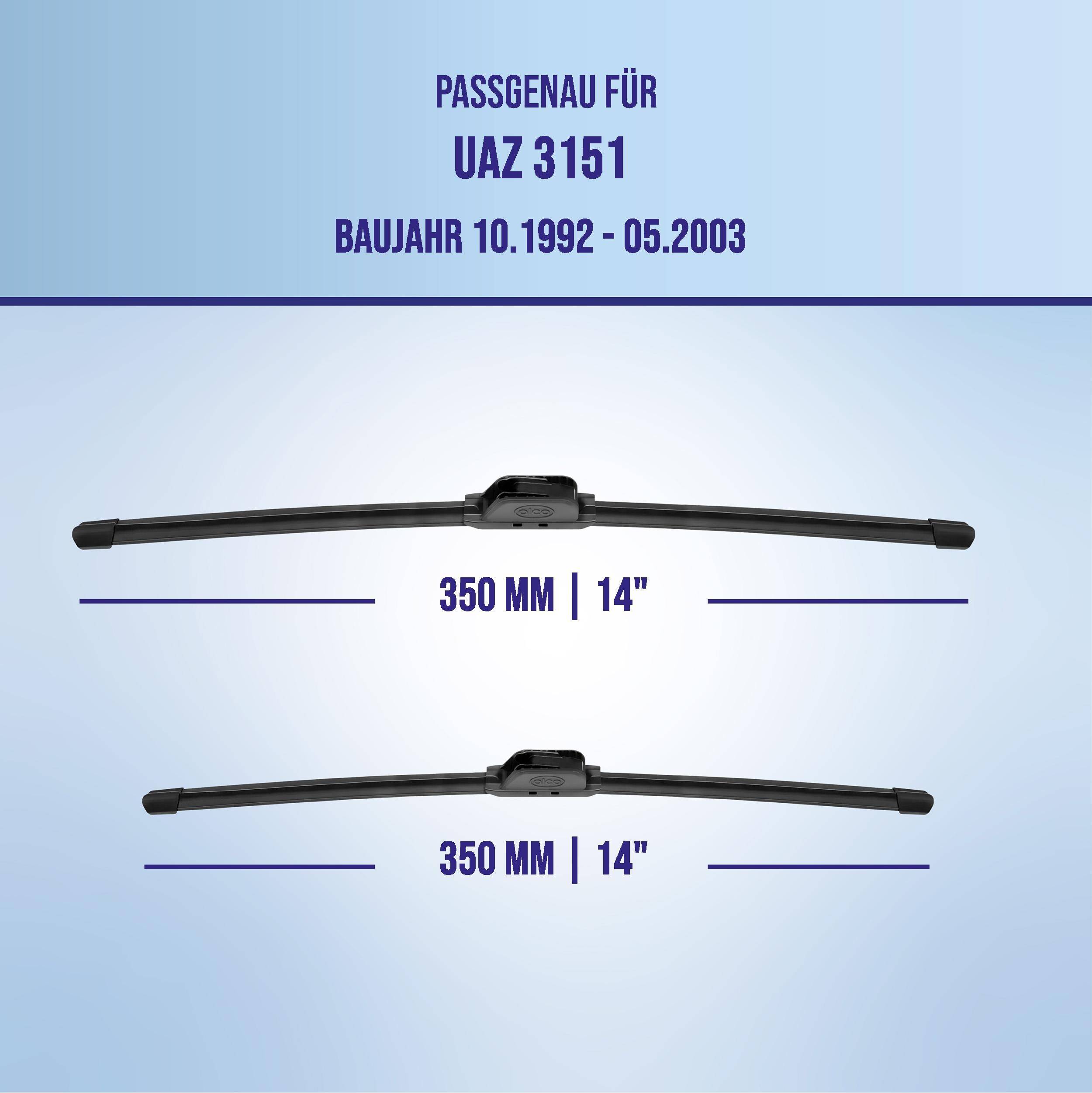 alca® Scheibenwischer ideal für UAZ 3151 (10.1992 - 05.2003) U-FLAT Flachbalkenwischer