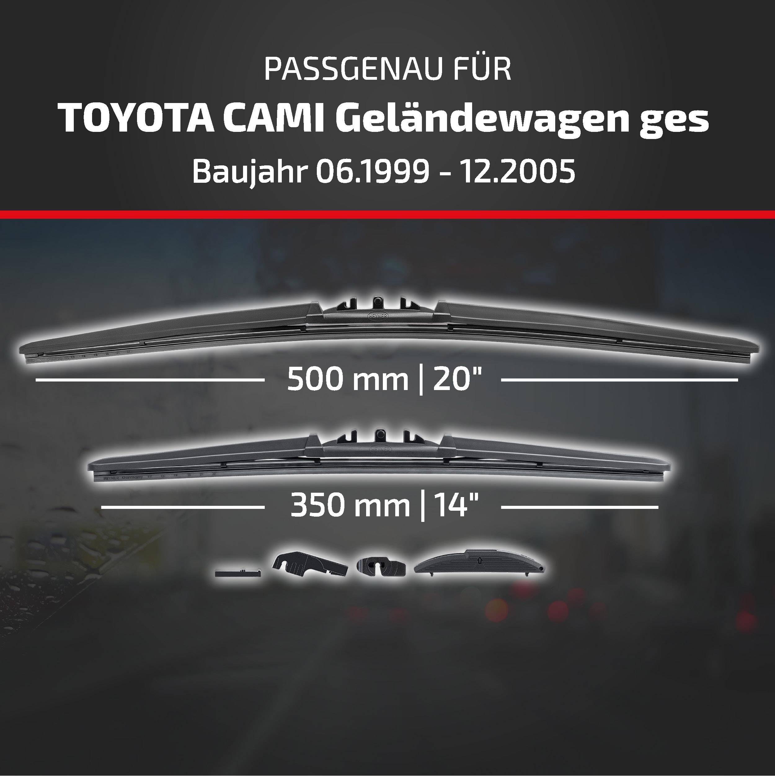 Produktgrafik mit Scheibenwischergröße für Toyota Camry SUV, Modelljahre 06.1999-12.2005: 500 mm (20