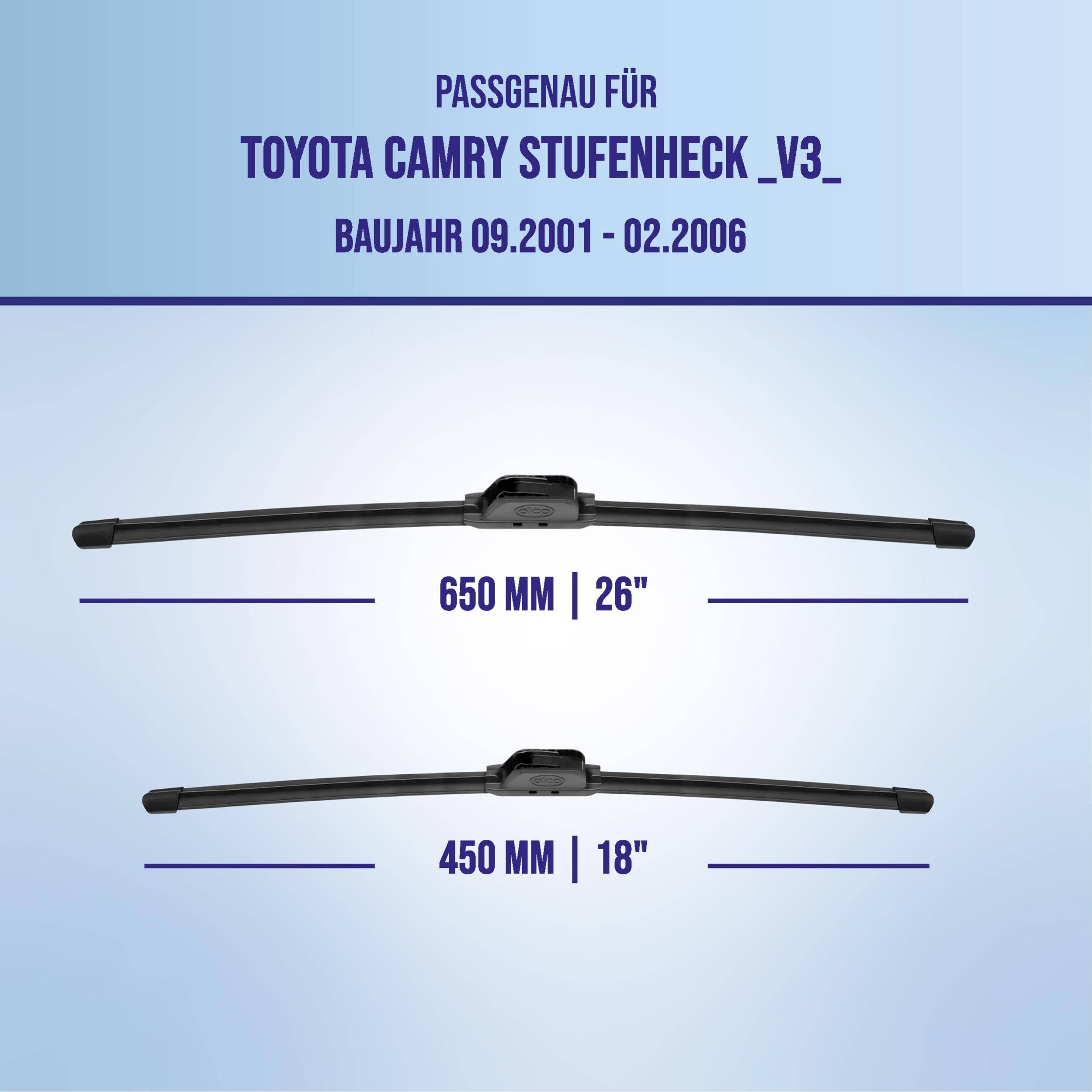 alca® Scheibenwischer ideal für TOYOTA CAMRY Stufenheck (09.2001 - 02.2006) U-FLAT Flachbalkenwischer