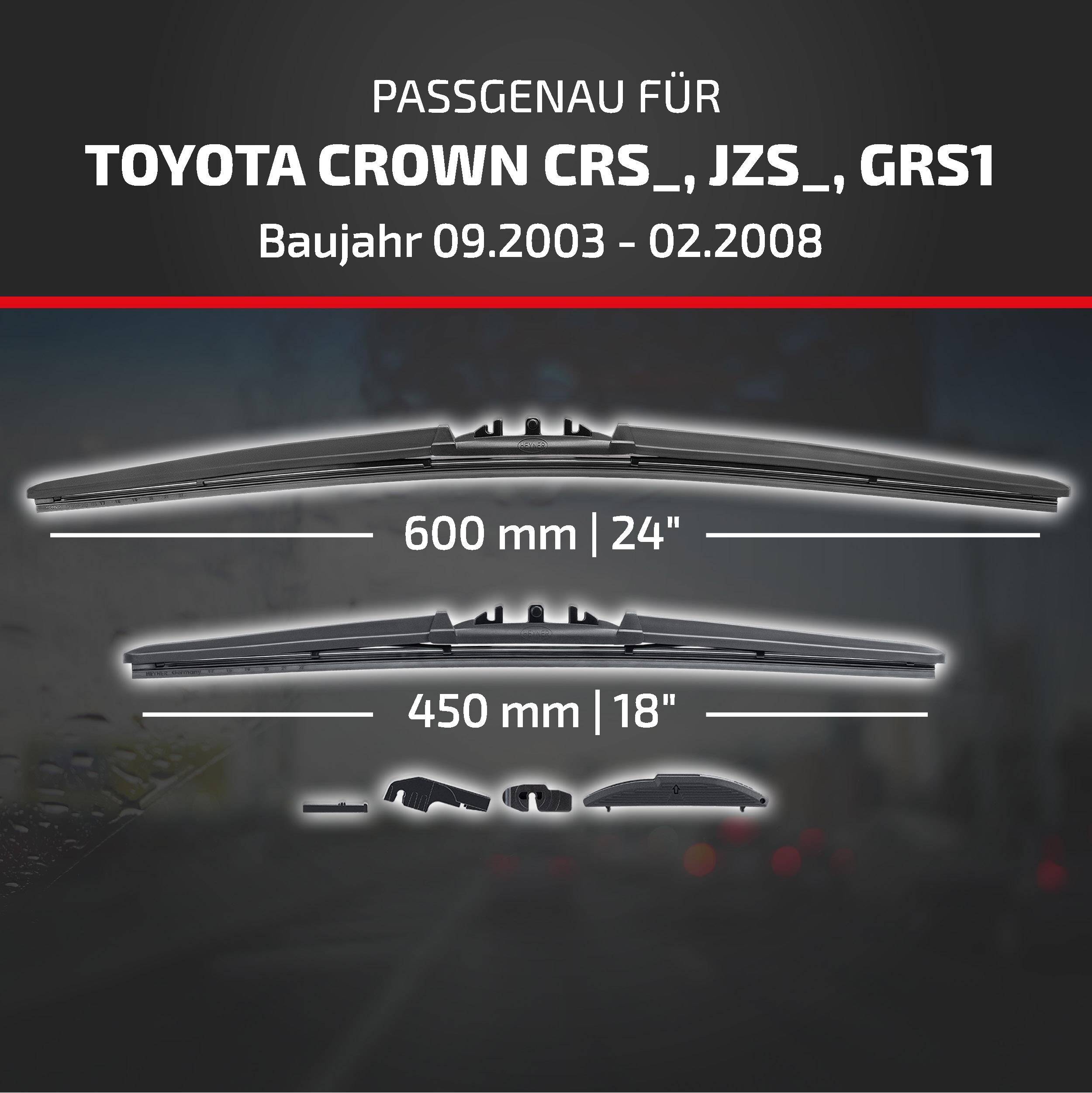 HEYNER® Scheibenwischer komp. mit TOYOTA CROWN (09.2003 - 02.2008) HYBRID Flachbalkenwischer