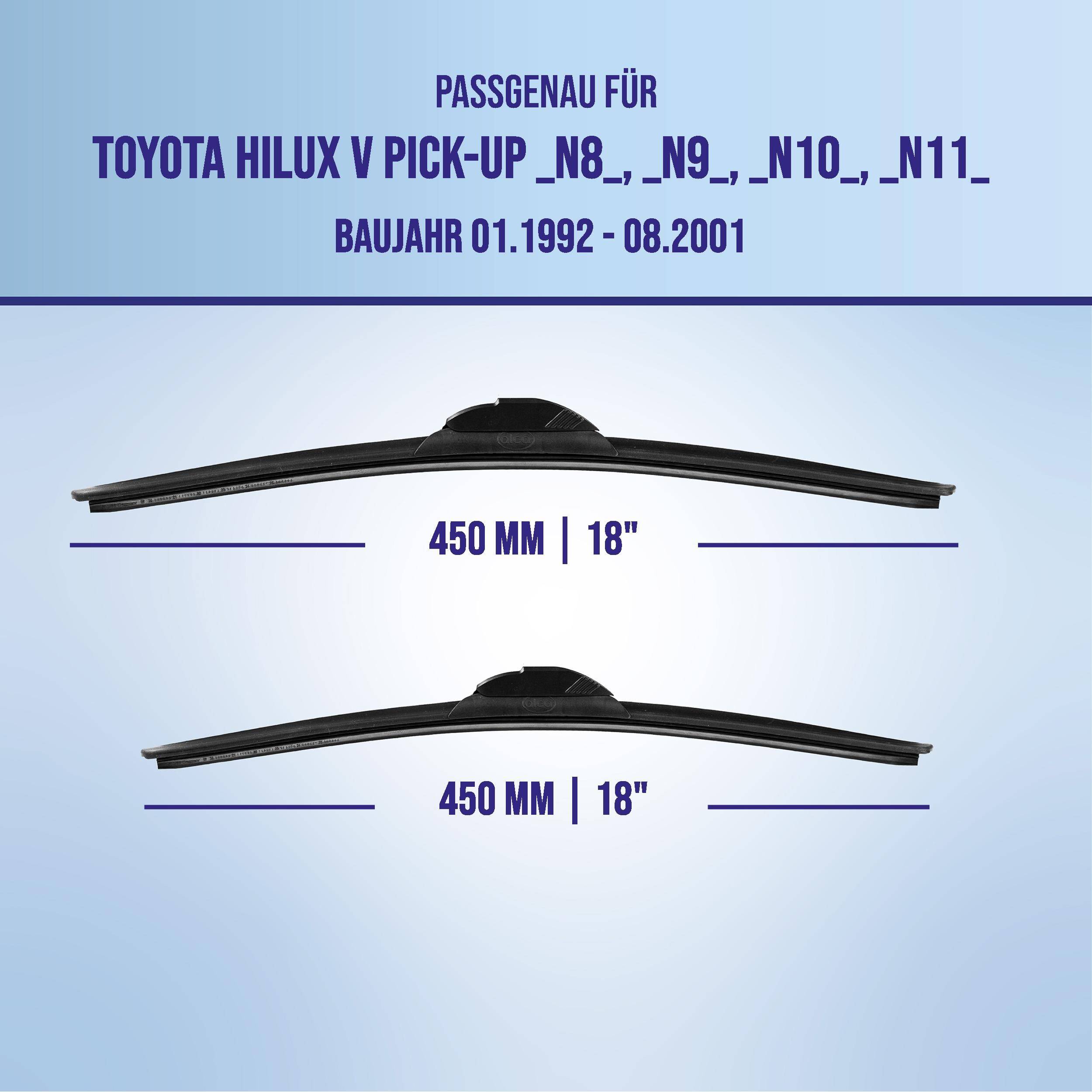 Angebot für Scheibenwischblätter für Toyota Hilux V Pick-up N8-N11, Baujahre 01.1992-08.2001, mit zwei 450-mm-Blättern (18