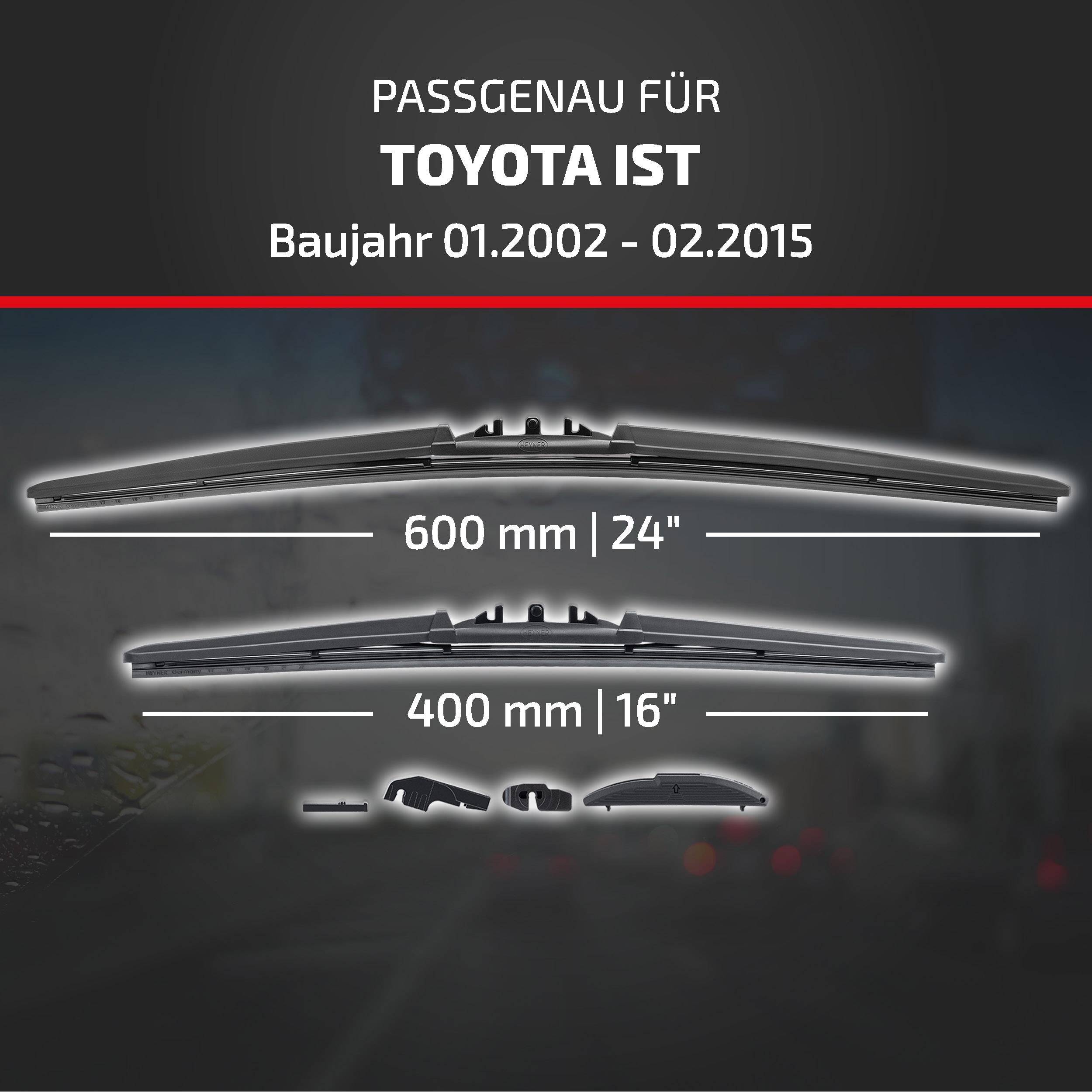 HEYNER® Scheibenwischer komp. mit TOYOTA IST (01.2002 - 02.2015) HYBRID Flachbalkenwischer