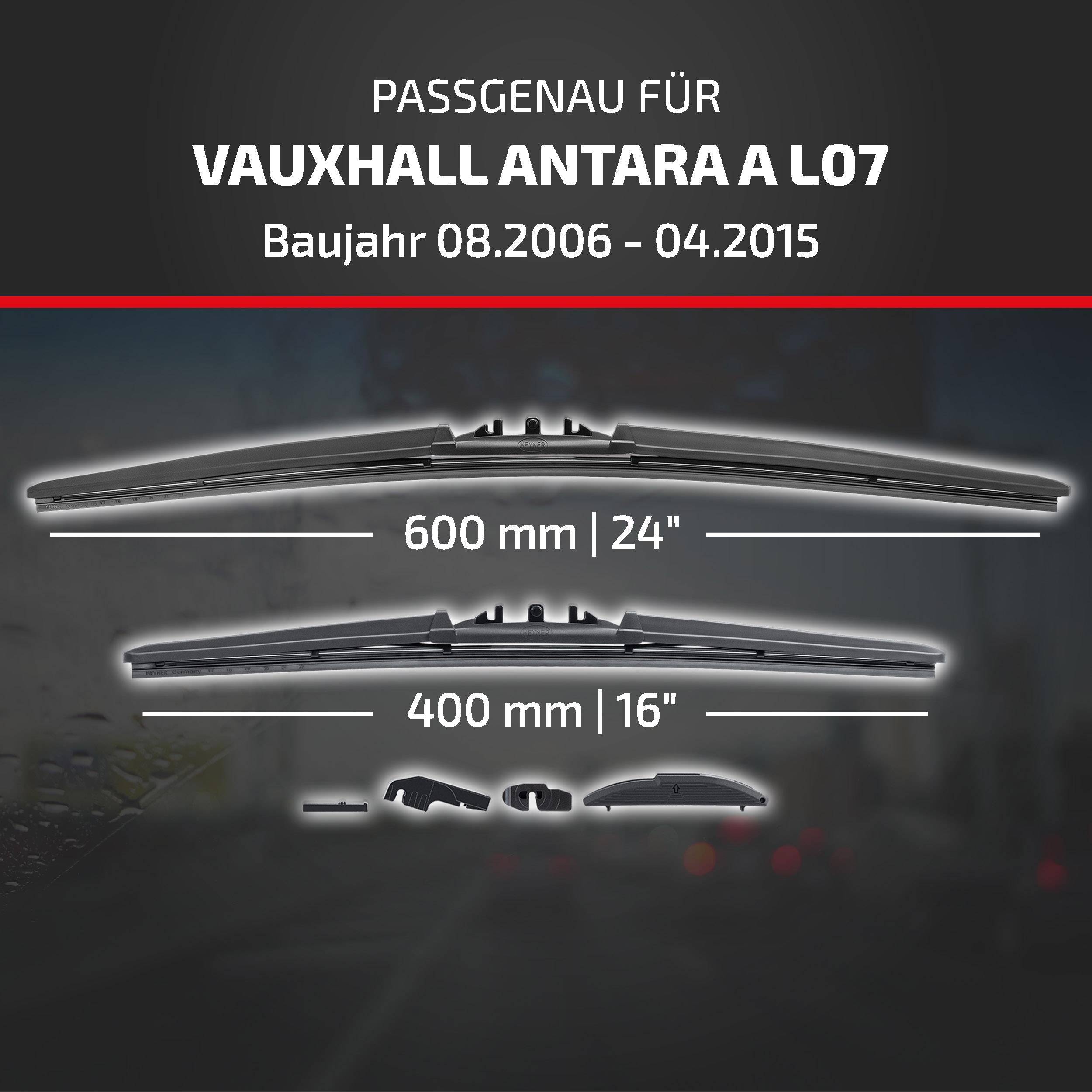HEYNER® Scheibenwischer für VAUXHALL ANTARA A 08.2006 - 04.2015, HYBRID Flachbalkenwischer,
