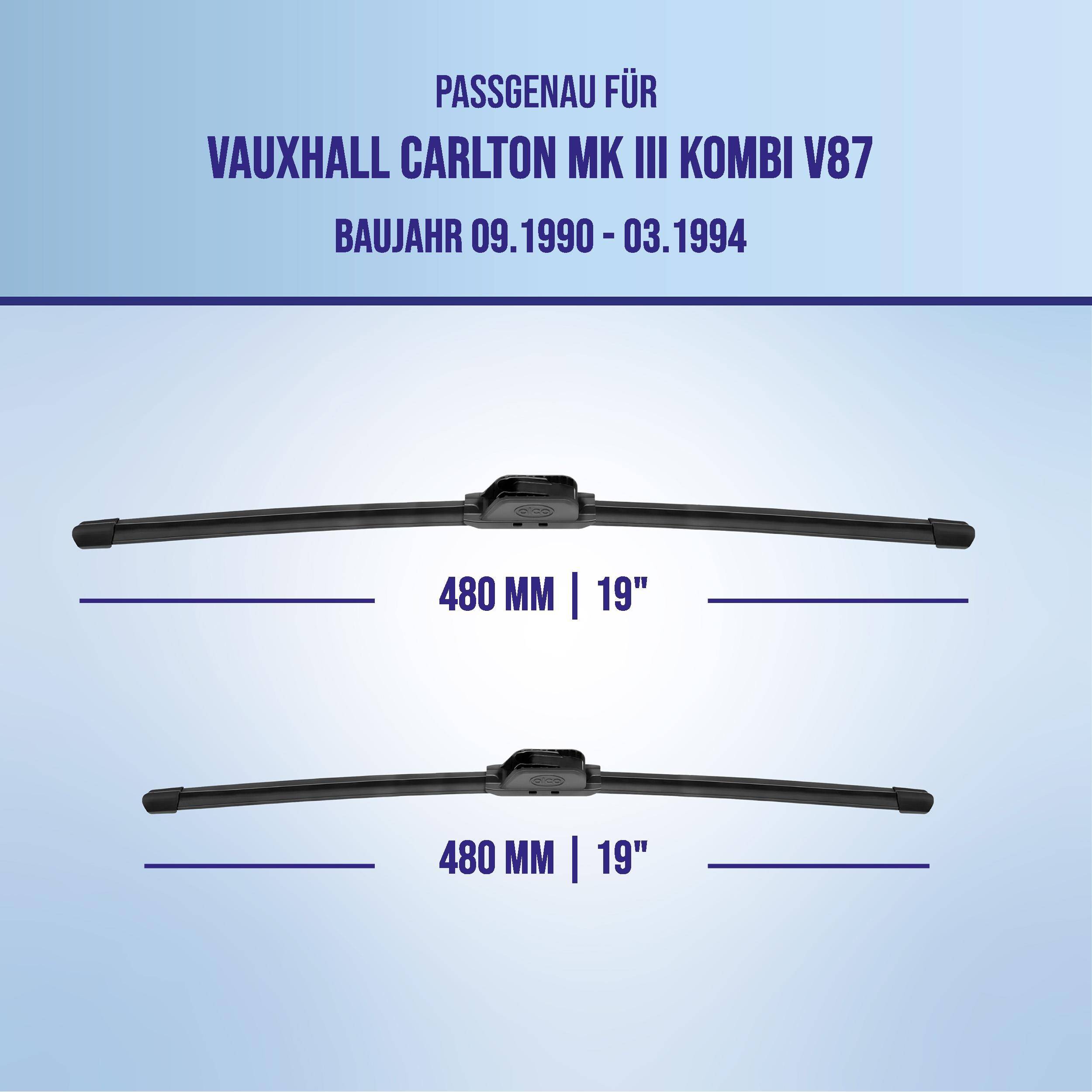 alca® Scheibenwischer für VAUXHALL CARLTON Mk III Kombi 09.1990 - 03.1994, U-FLAT Flachbalkenwischer,