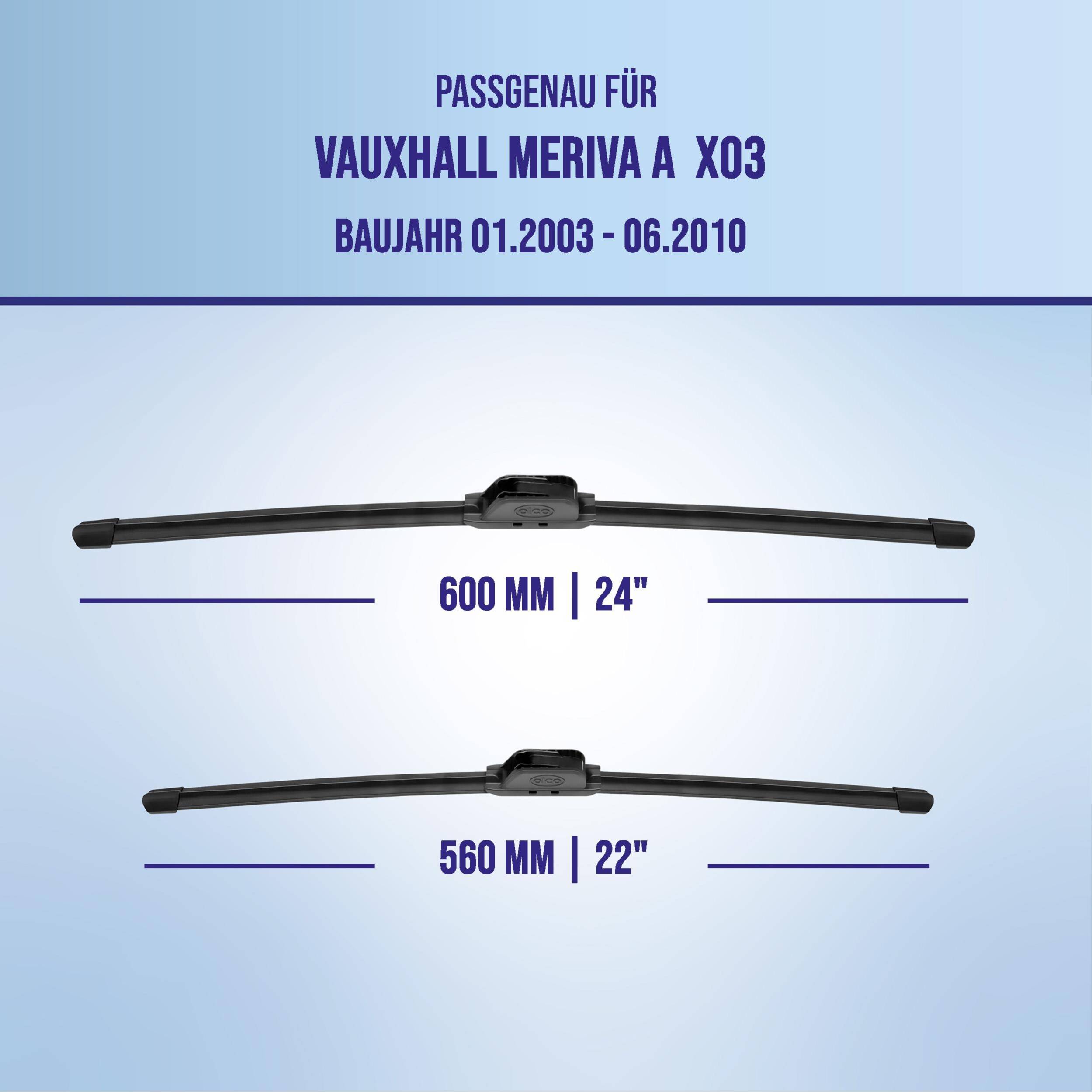 alca® Scheibenwischer ideal für VAUXHALL MERIVA A (01.2003 - 06.2010) U-FLAT Flachbalkenwischer