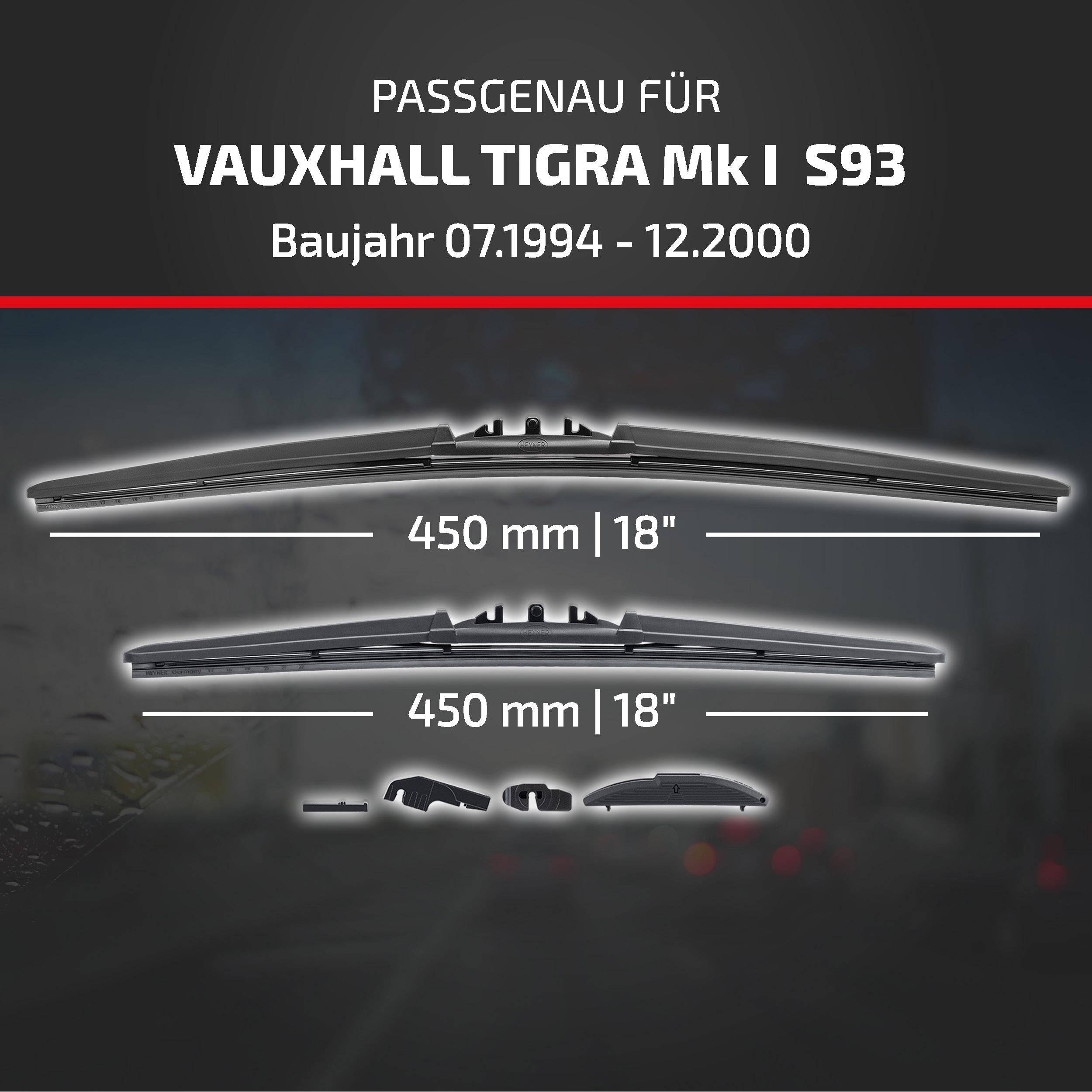 HEYNER® Scheibenwischer für VAUXHALL TIGRA Mk I 07.1994 - 12.2000, HYBRID Flachbalkenwischer,