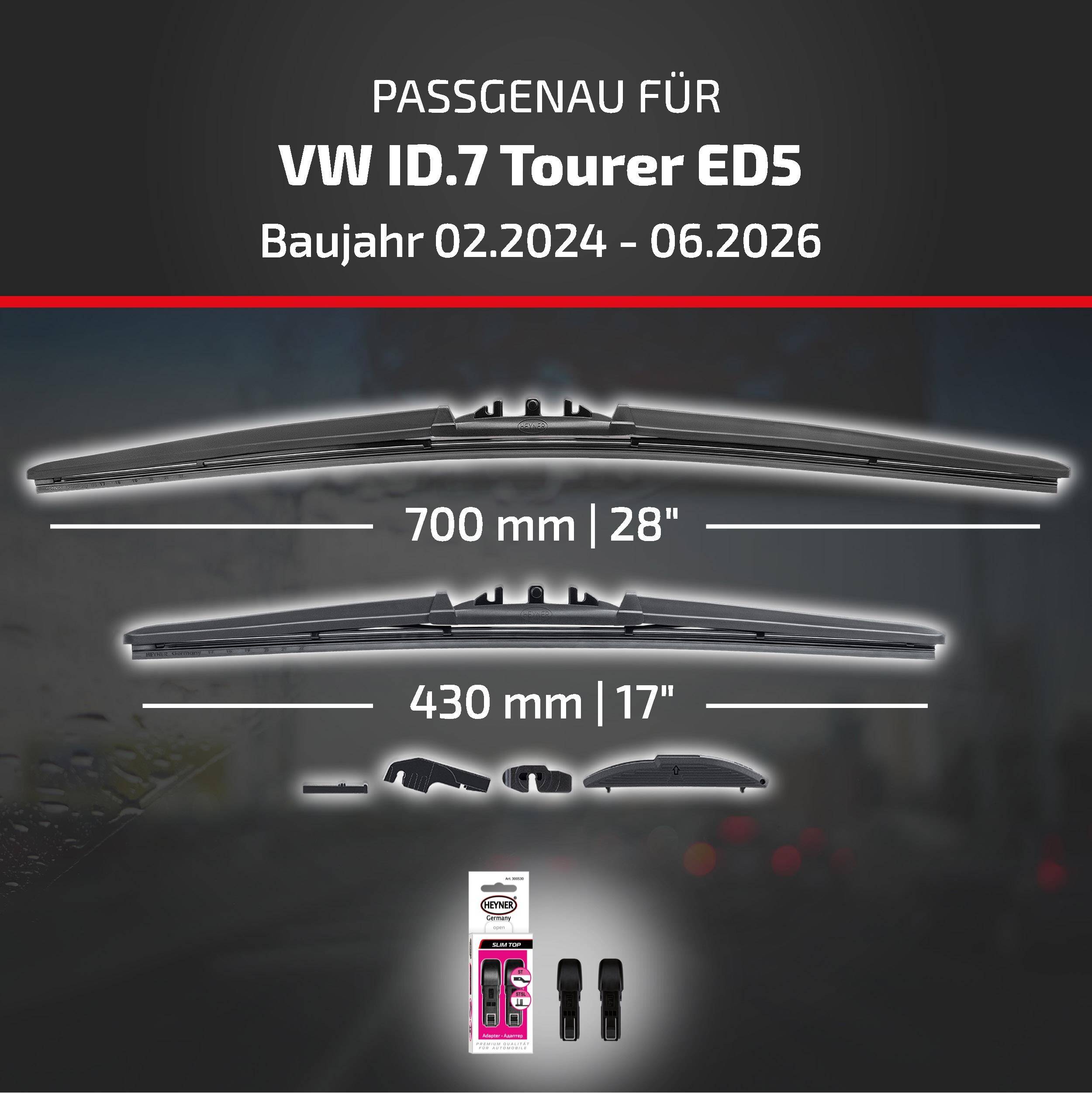 Kompatibilitätsbild für VW ID.7 Tourer ED5 (02/2024-06/2026) mit Wischergröße: 700 mm (28