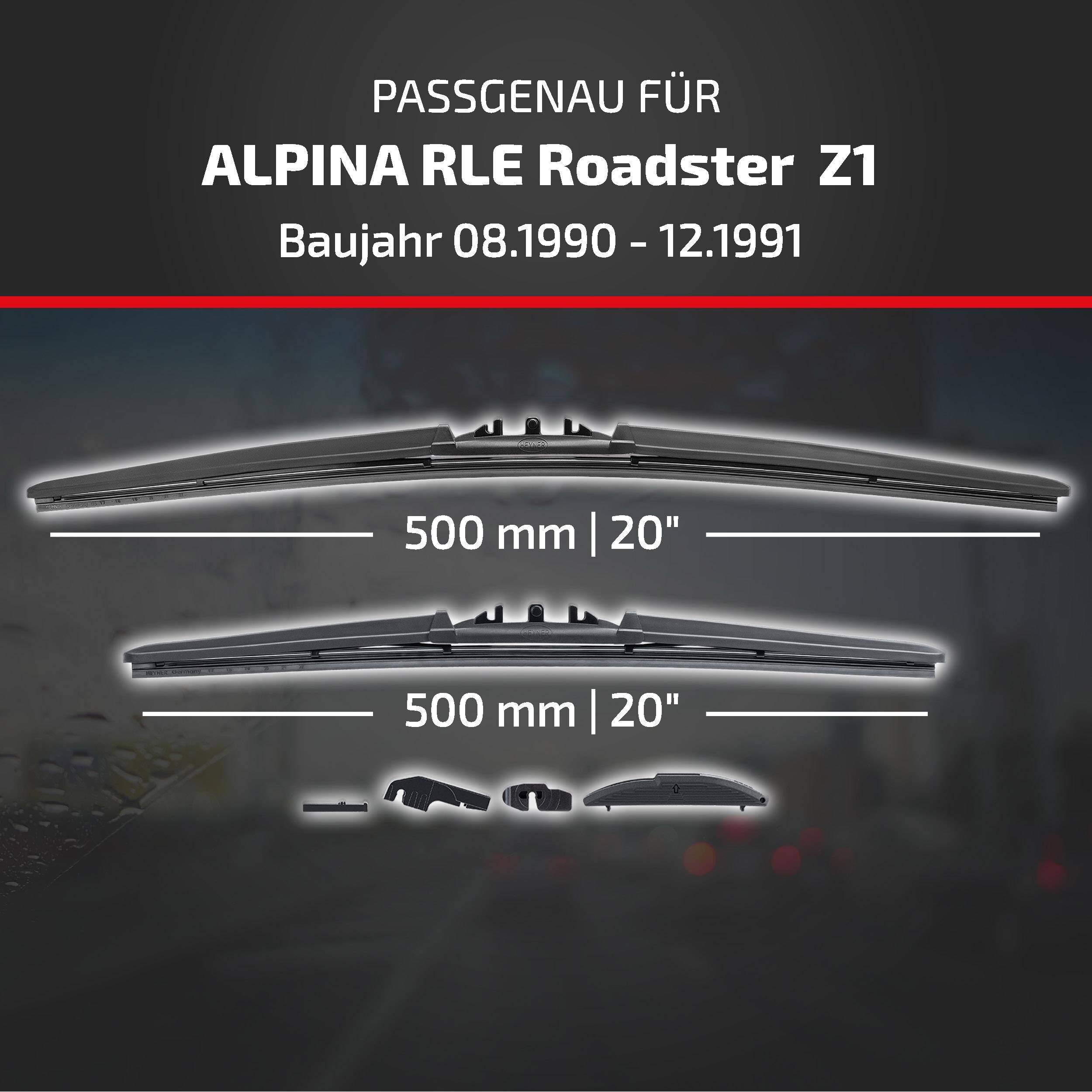 HEYNER® Scheibenwischer komp. mit ALPINA RLE Roadster (08.1990 - 12.1991) HYBRID Flachbalkenwischer