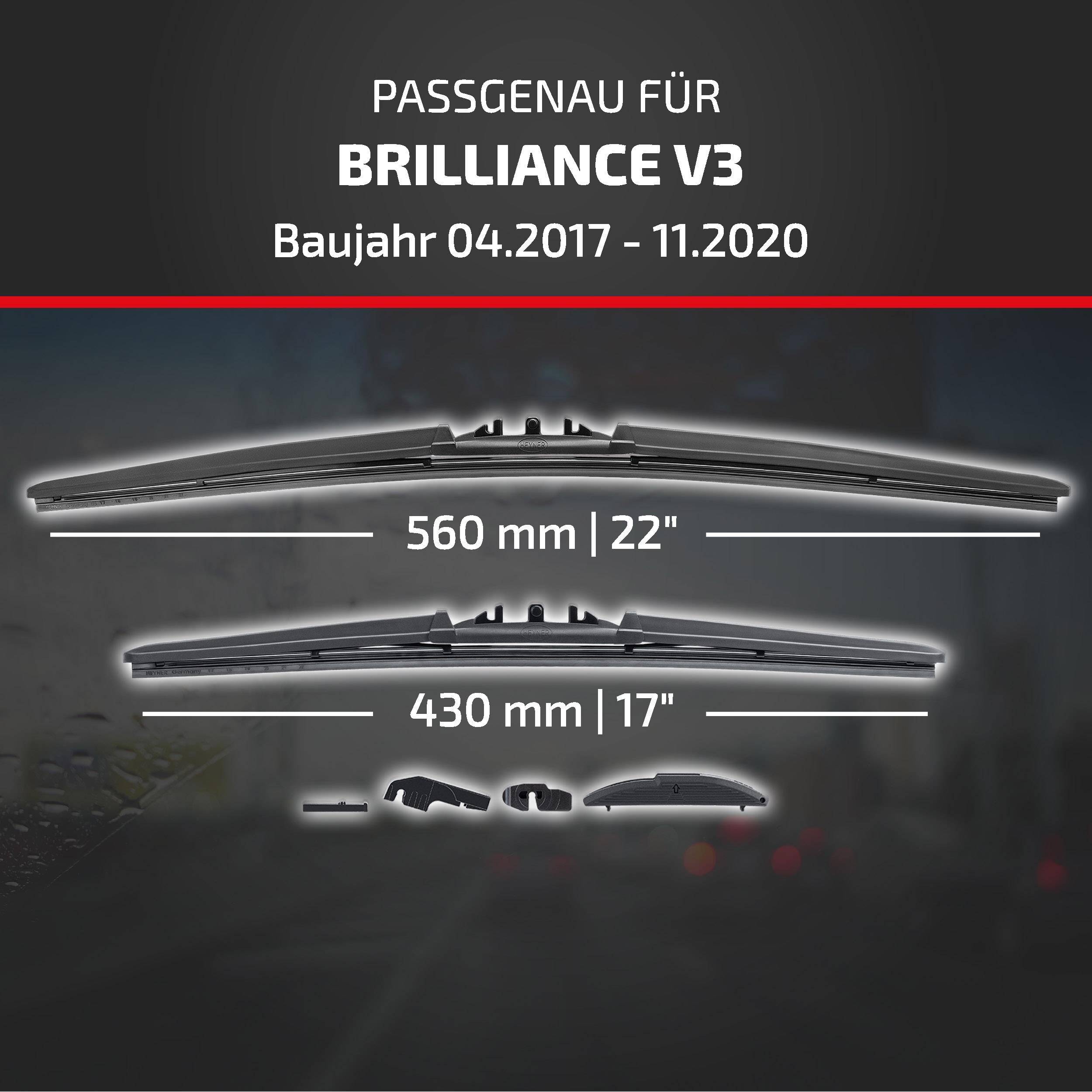Kompatibilitätsgrafik für Brilliance V3, Modelljahre 04/2017-11/2020, zeigt Wischergröße 560 mm (22