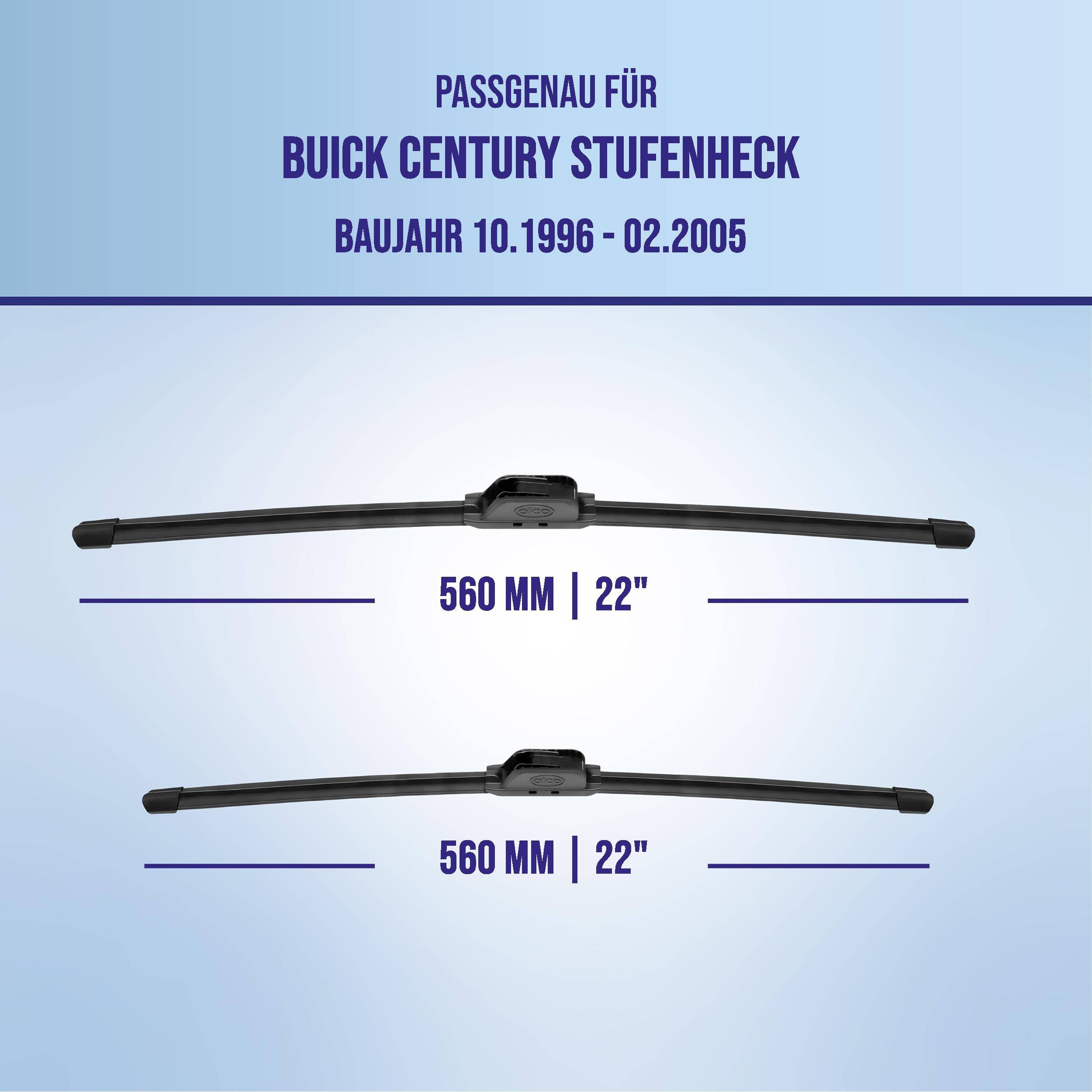 alca® Scheibenwischer für BUICK CENTURY Stufenheck 10.1996 - 02.2005, U-FLAT Flachbalkenwischer,