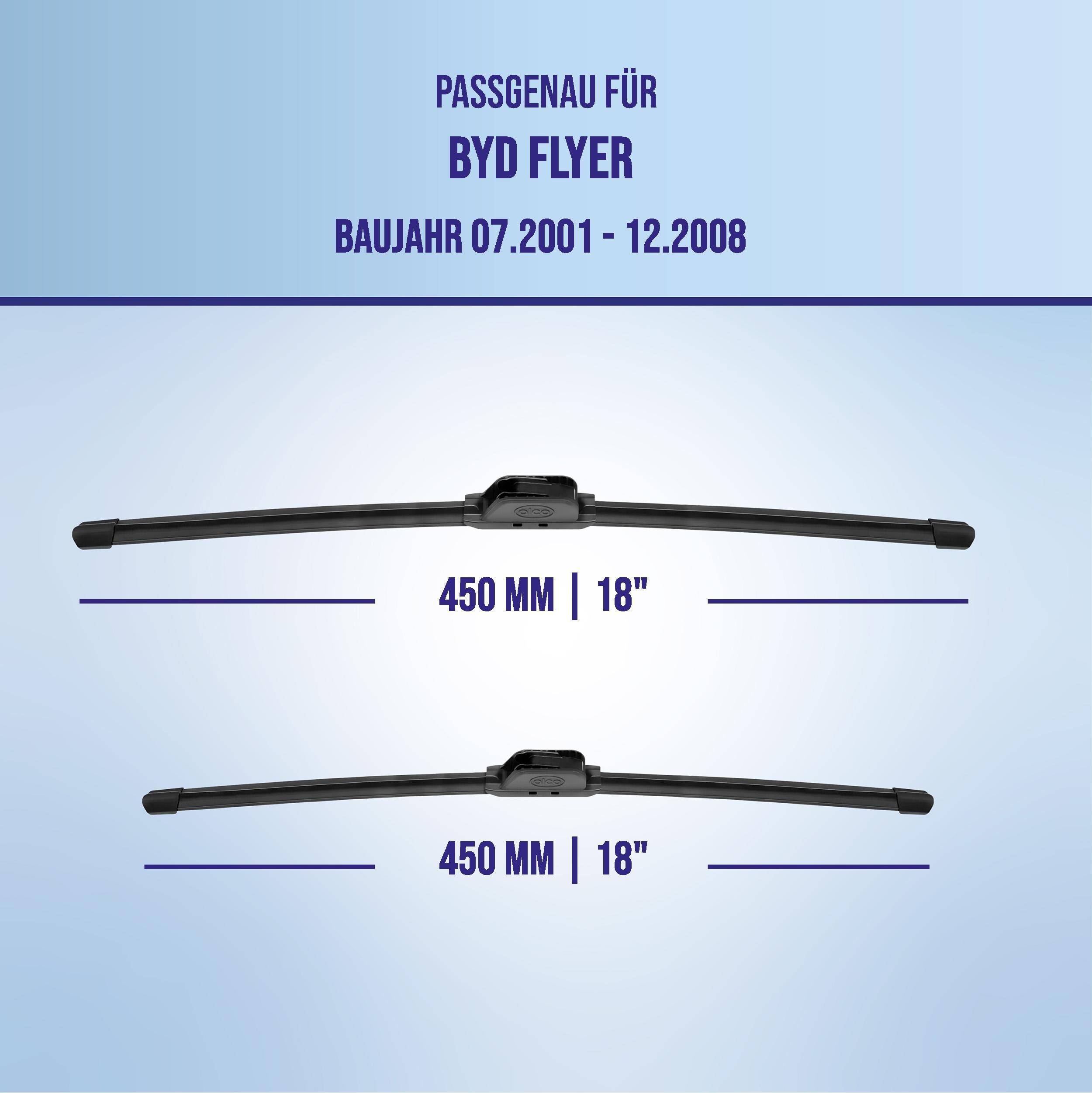 alca® Scheibenwischer für BYD FLYER 07.2001 - 12.2008, U-FLAT Flachbalkenwischer,