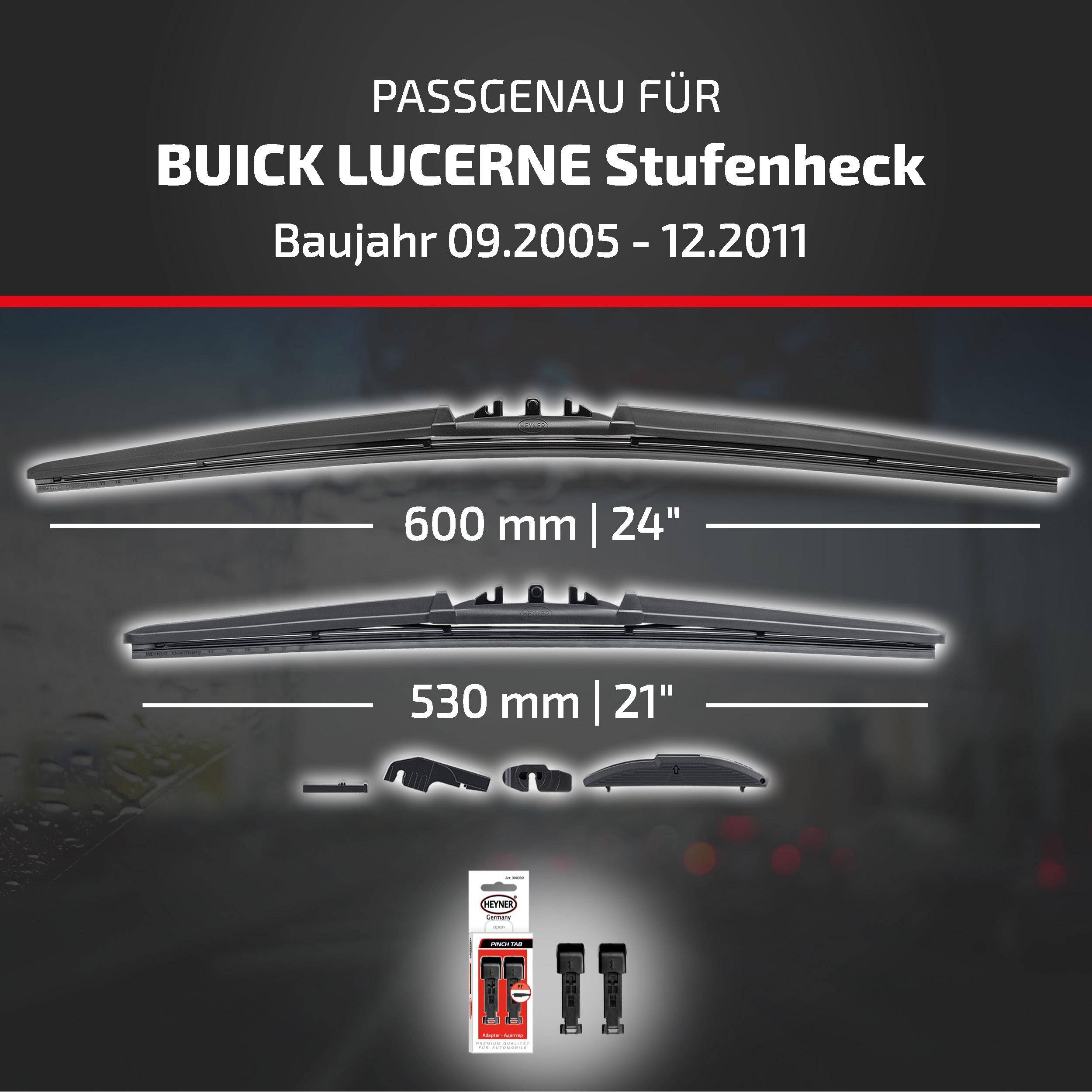 HEYNER® Scheibenwischer komp. mit BUICK LUCERNE Stufenheck (09.2005 - 12.2011) HYBRID Flachbalkenwischer
