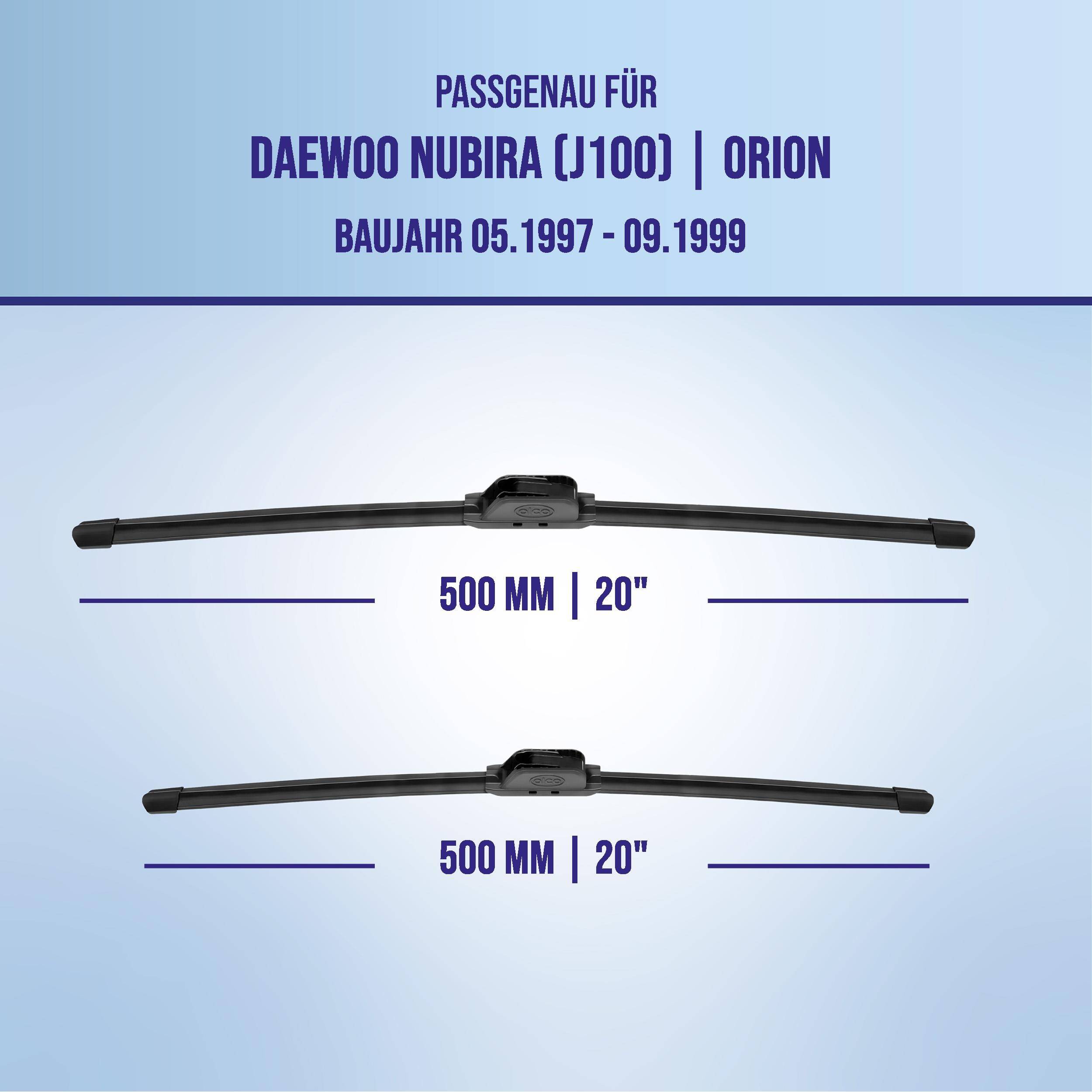 alca® Scheibenwischer für DAEWOO NUBIRA (J100) | ORION 05.1997 - 09.1999, U-FLAT Flachbalkenwischer,