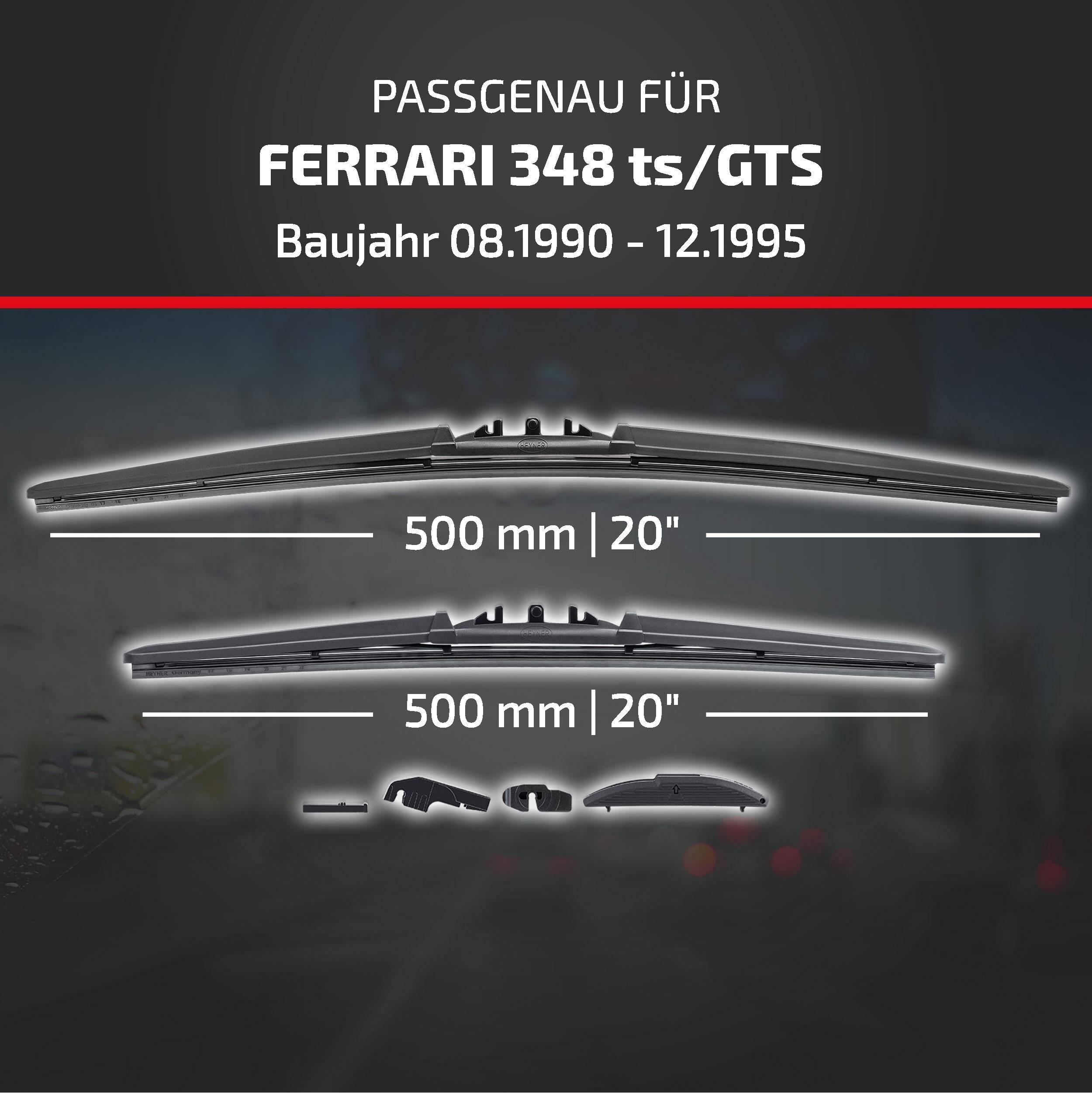 HEYNER® Scheibenwischer komp. mit FERRARI 348 ts/GTS (08.1990 - 12.1995) HYBRID Flachbalkenwischer