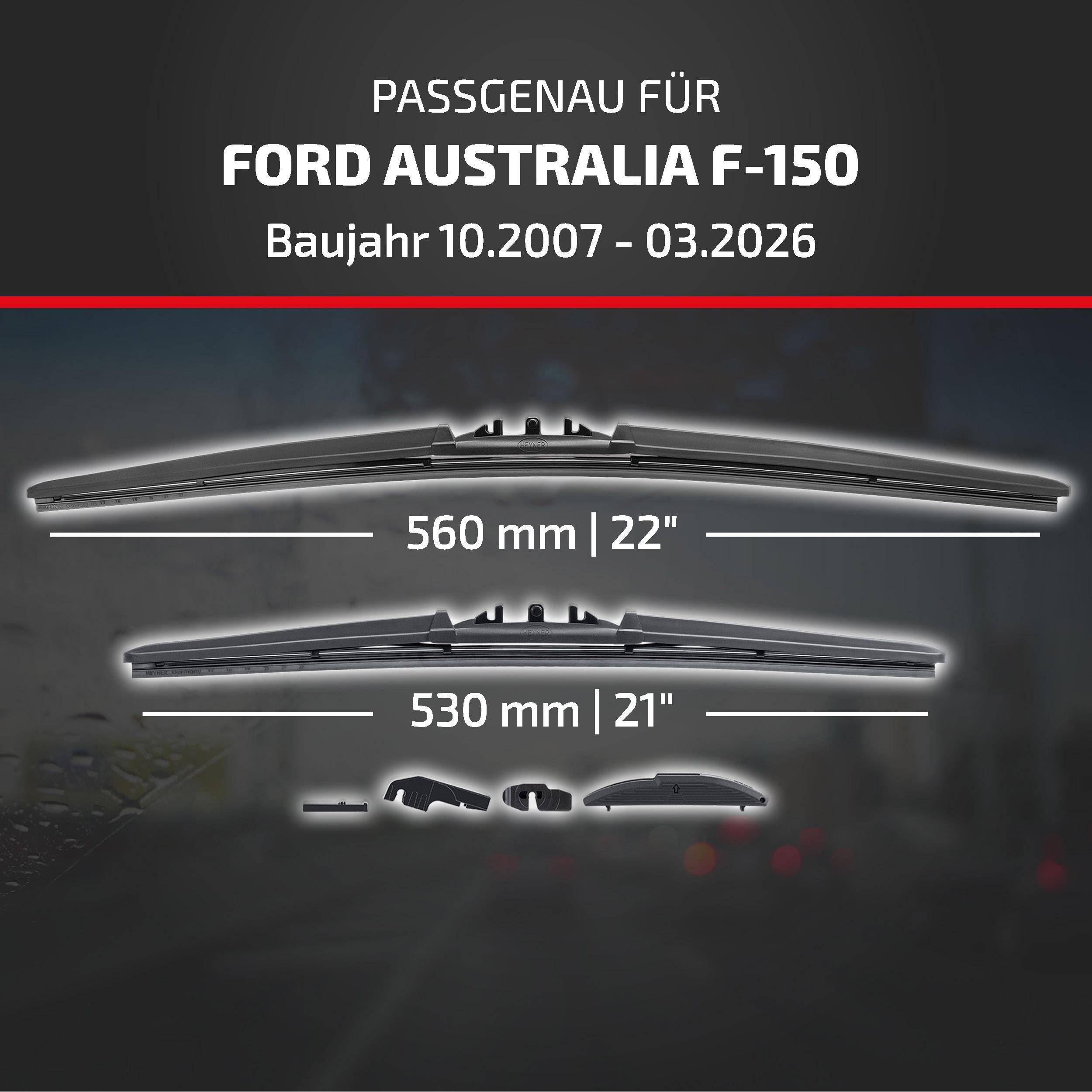 HEYNER® Scheibenwischer komp. mit FORD AUSTRALIA F-150 (10.2007 - 04.2026) HYBRID Flachbalkenwischer