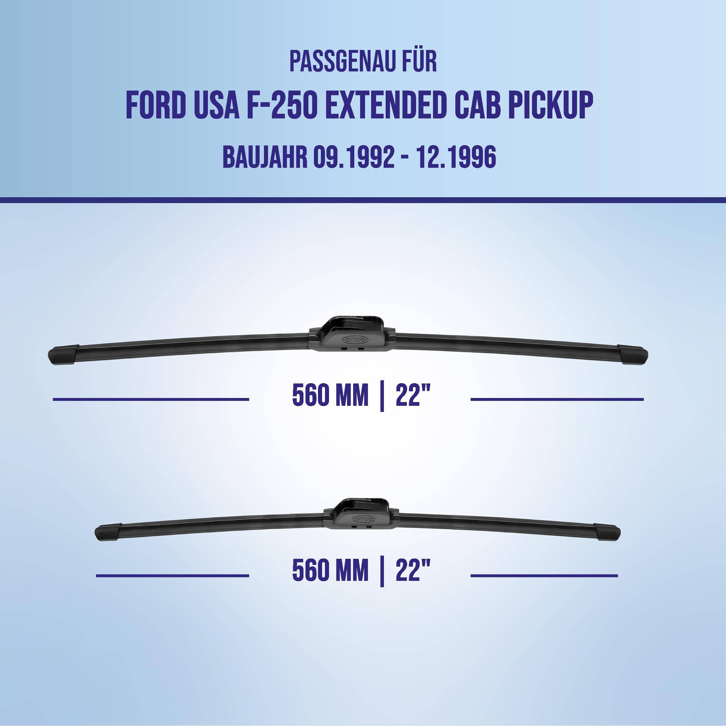 alca® Scheibenwischer ideal für FORD USA F-250 Extended Cab Pickup (09.1992 - 12.1996) U-FLAT Flachbalkenwischer